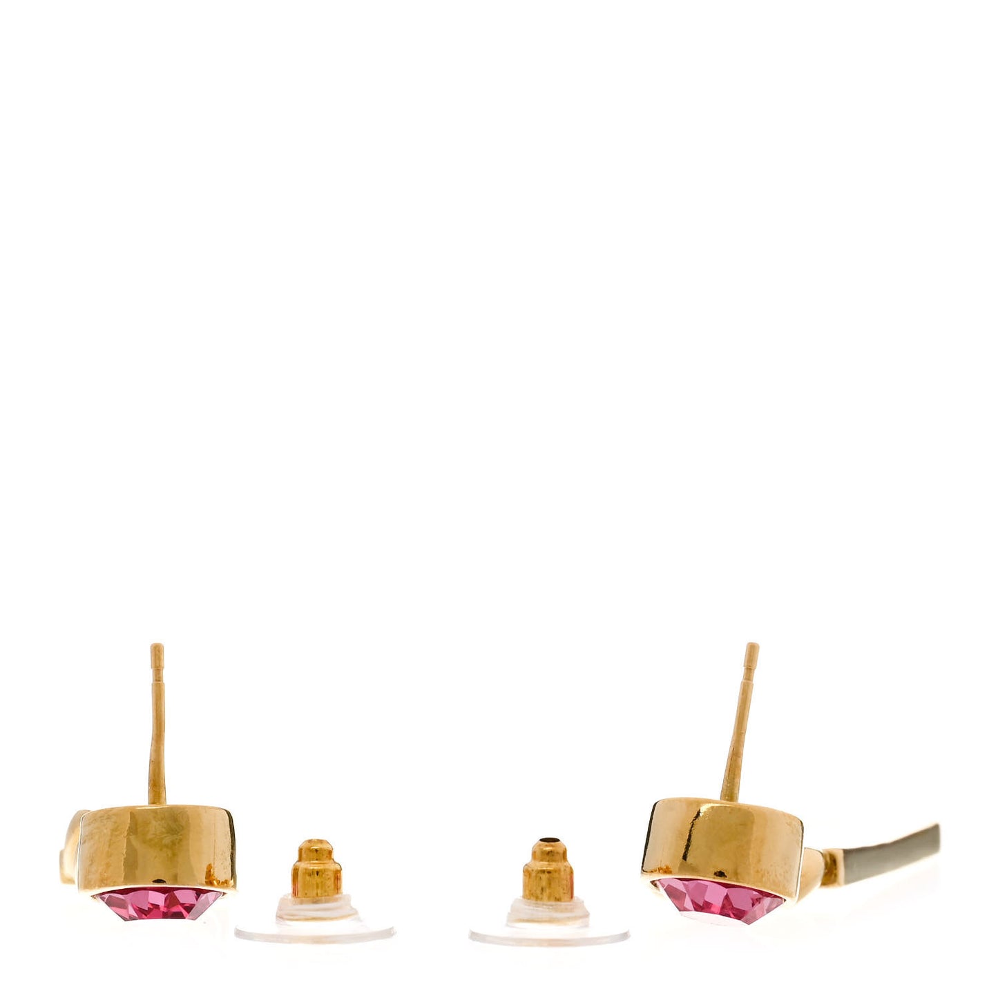 Crystal Tag Drop Earrings Gold Pink