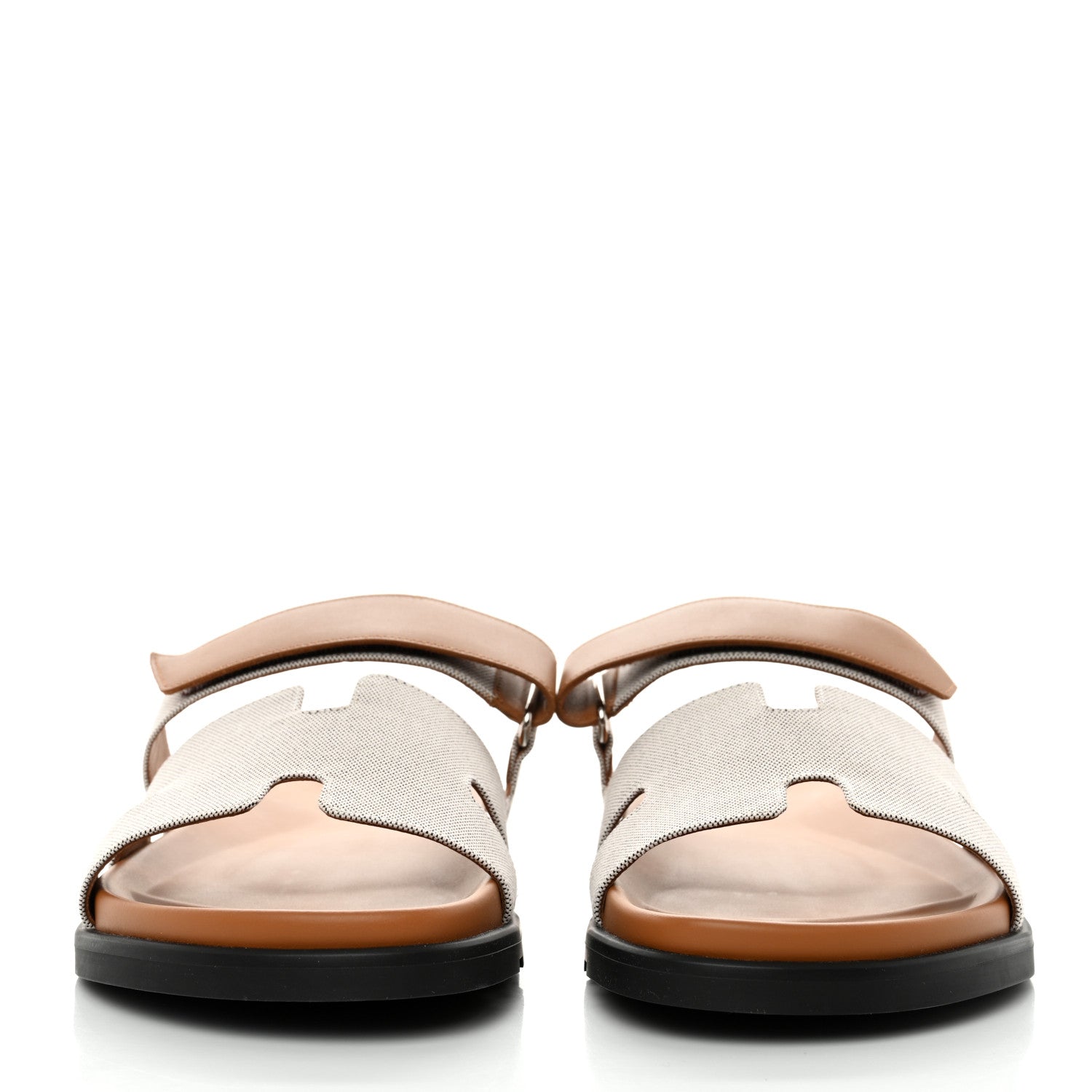 Hermes Toile De Coton Veau Lisse Mens Chypre Sandals 44 Prunoir Naturel 2 of 9