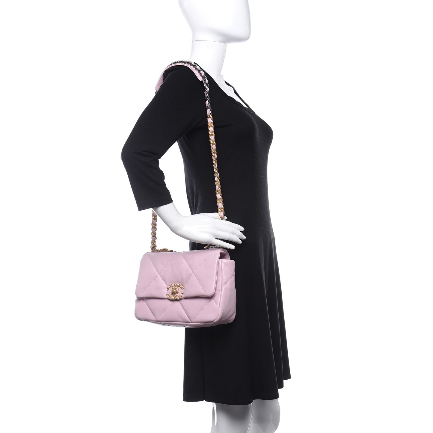 Lambskin Quilted Medium Chanel 19 Flap Light Pink