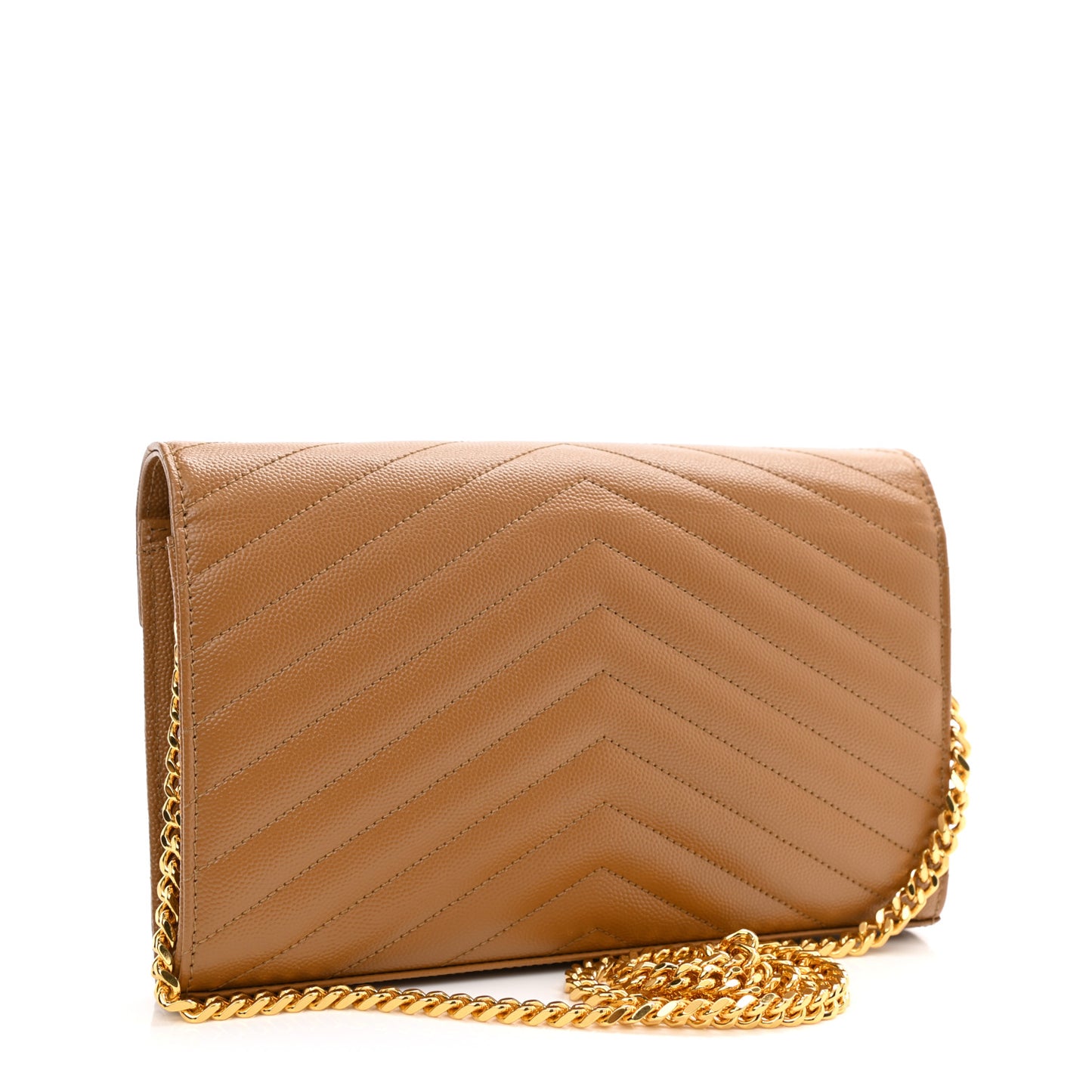 Grain De Poudre Matelasse Chevron Monogram Chain Wallet Dark Natural