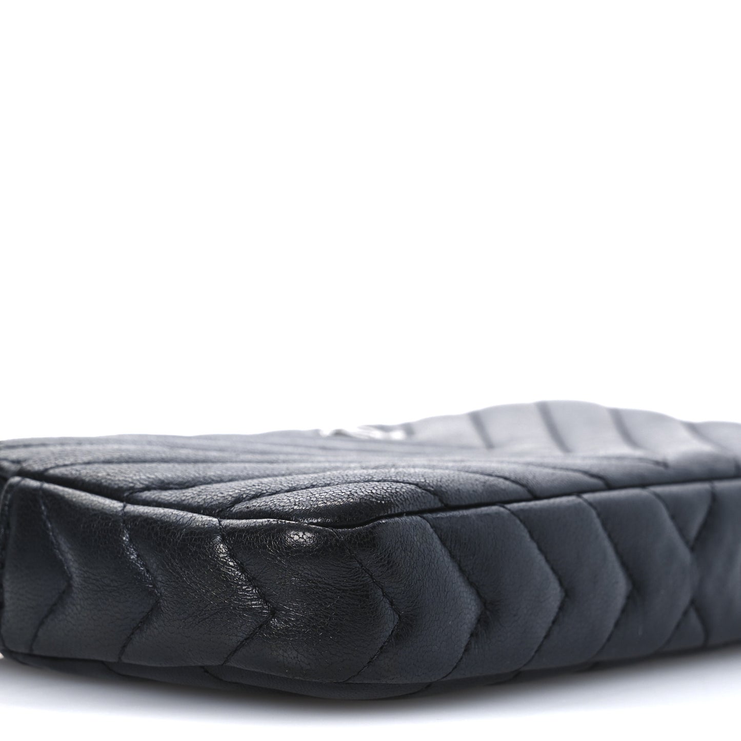 Lambskin Chevron Quilted Small Clutch With Chain Black