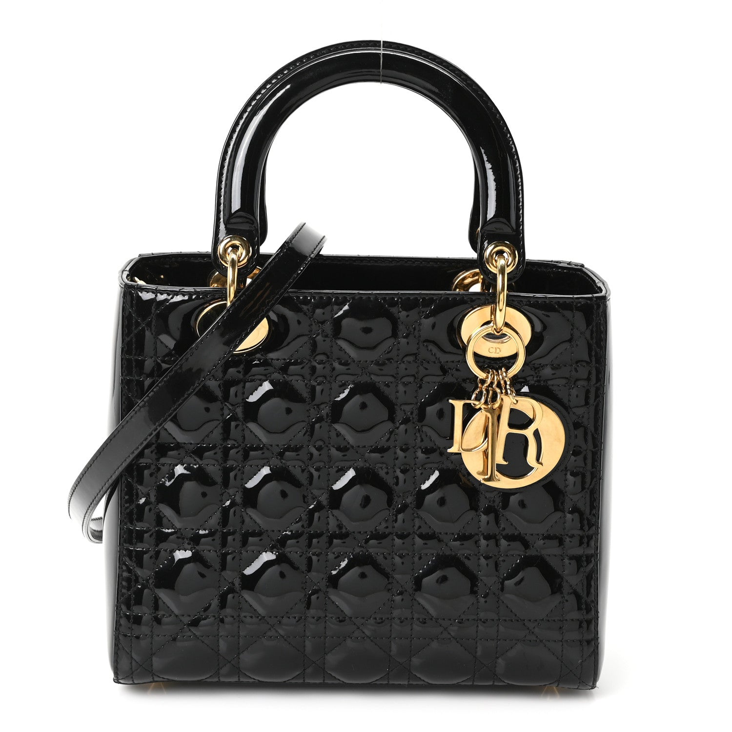 Christian Dior Patent Cannage Medium Lady Dior Black 1872094