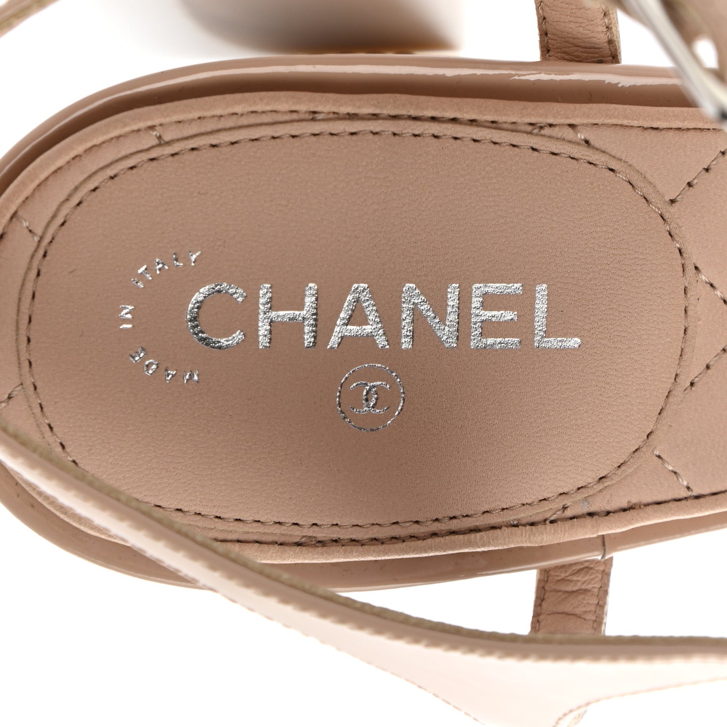 Patent Pearl CC Sandals 40.5 Beige