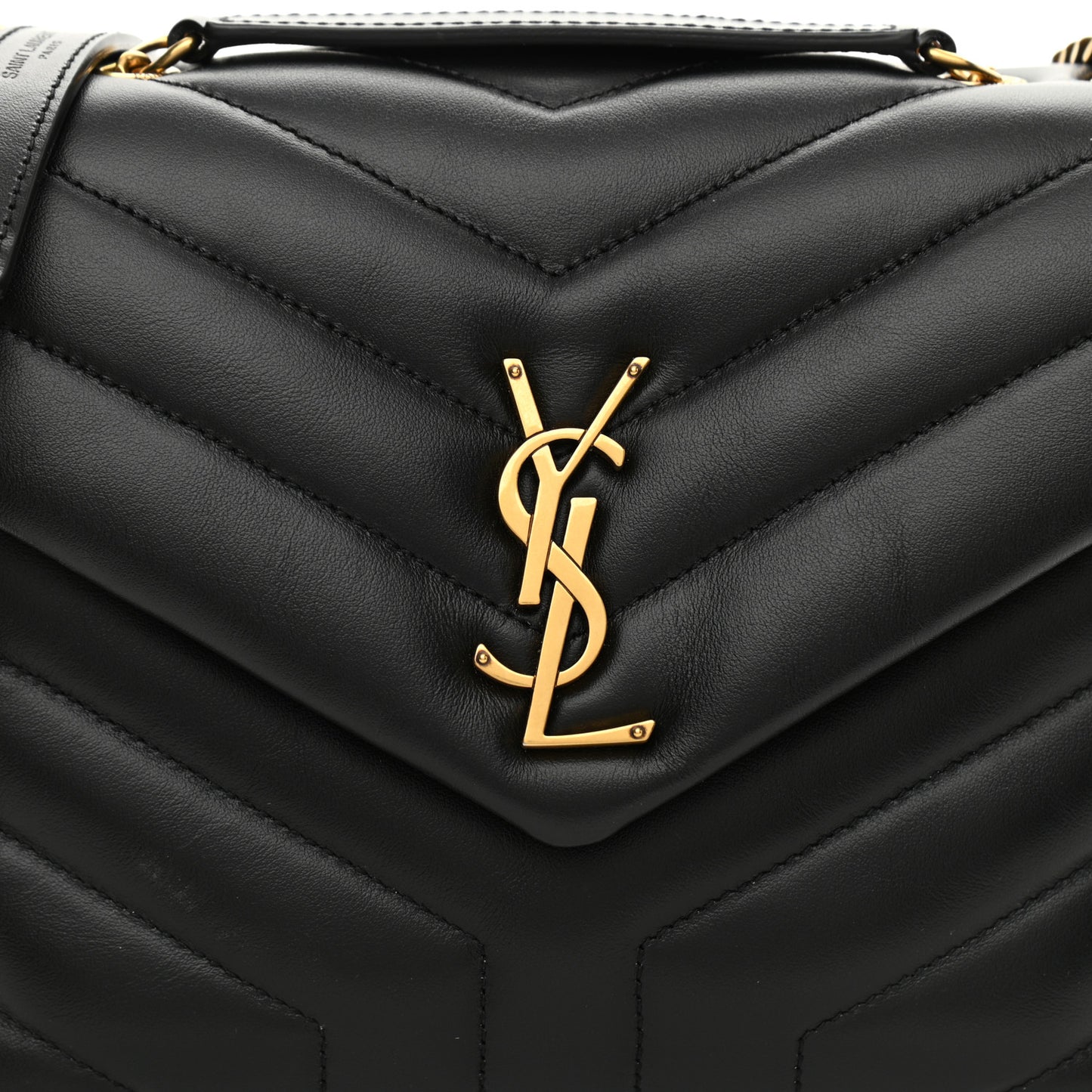 Calfskin Y Quilted Monogram Small Loulou Chain Satchel Black