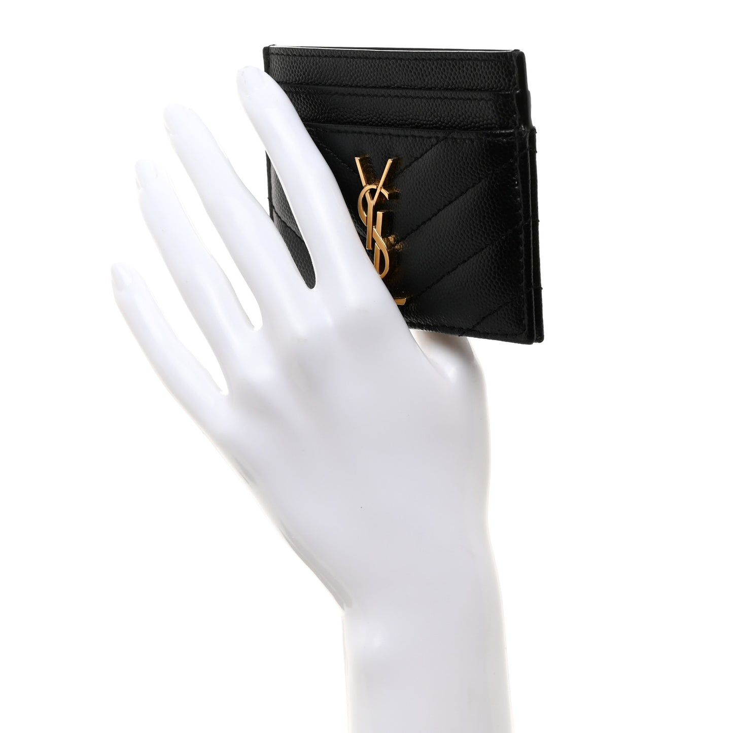 Grain De Poudre Matelasse Chevron Monogram Credit Card Case Black