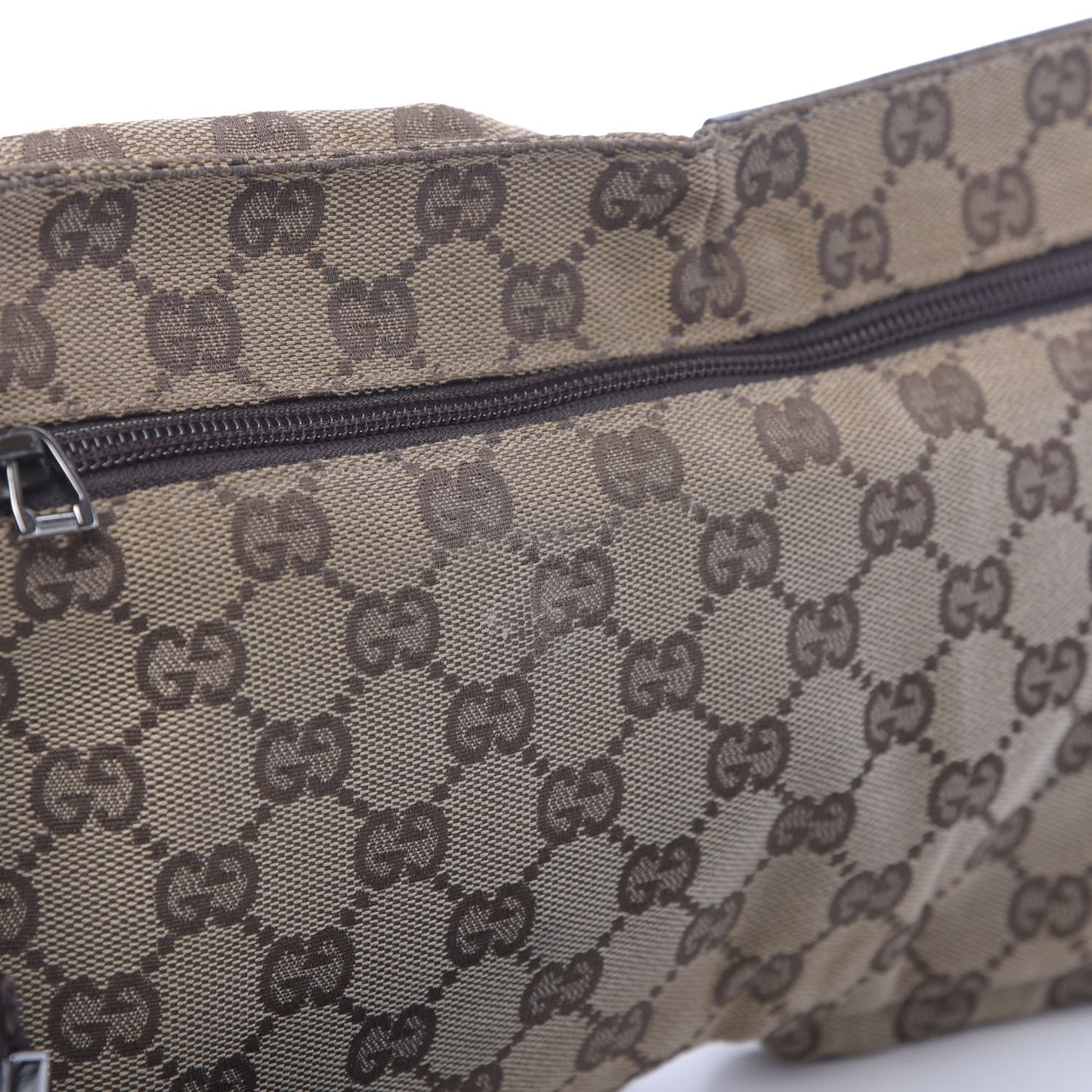 GG Monogram Double Pocket Belt Bag Dark Brown