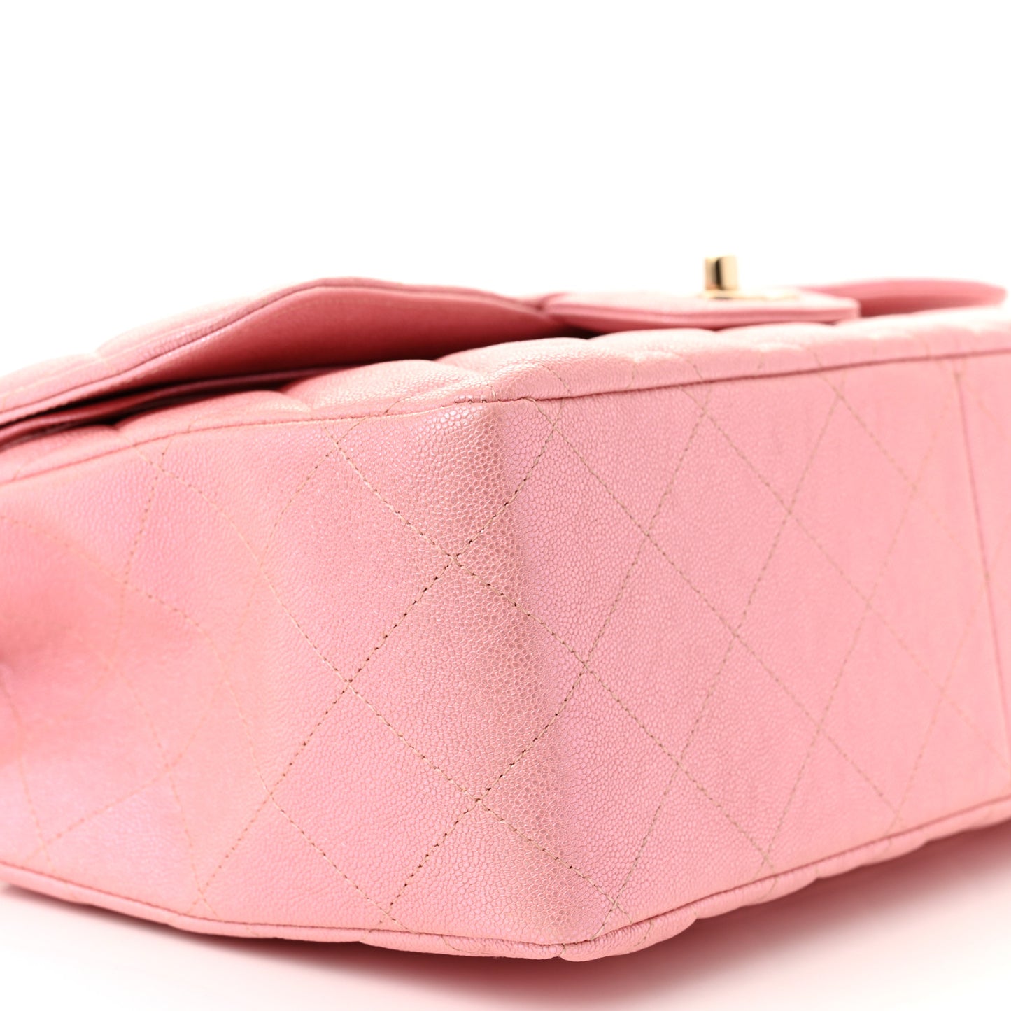 Iridescent Caviar Quilted Jumbo Double Flap Rose Pink