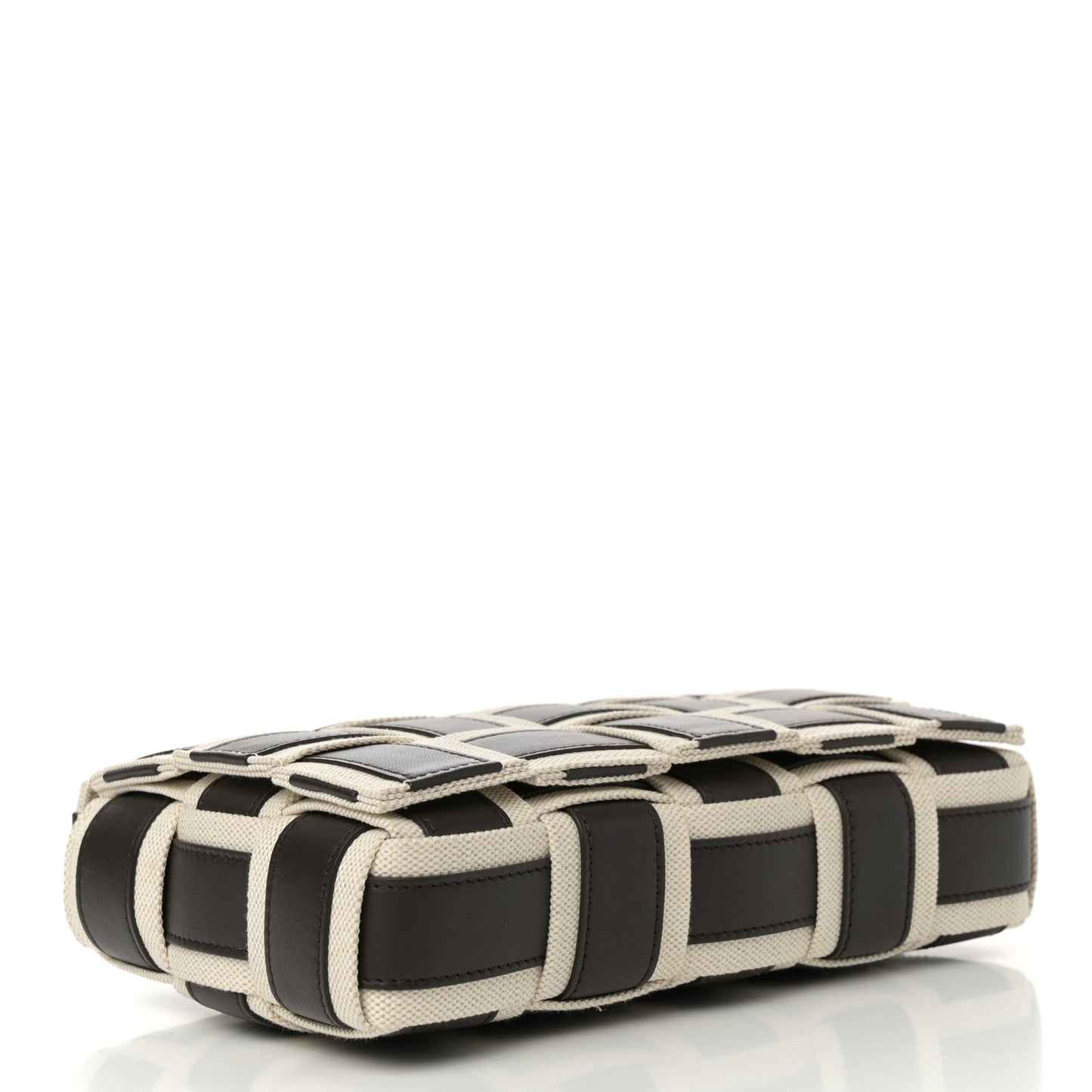 Canvas Nappa Maxi Intrecciato Cassette Crossbody Bag Natural Fondant