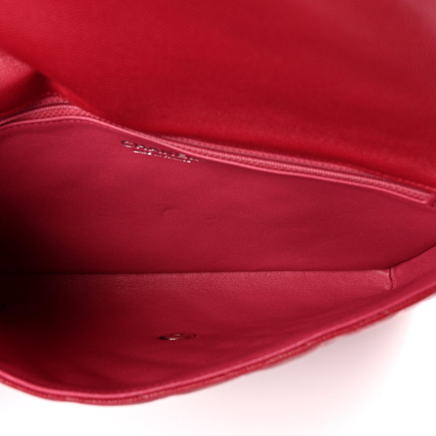 Caviar Quilted Flap Clutch Dark Pink