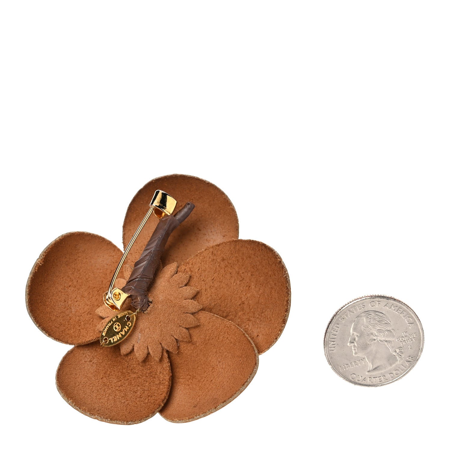 Chanel Lambskin Camellia Brooch Brown 2 of 4