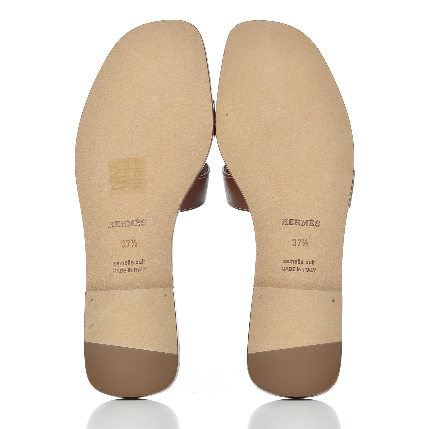 Hermes Box Calfskin Oran Sandals 37.5 Gold 5 of 13