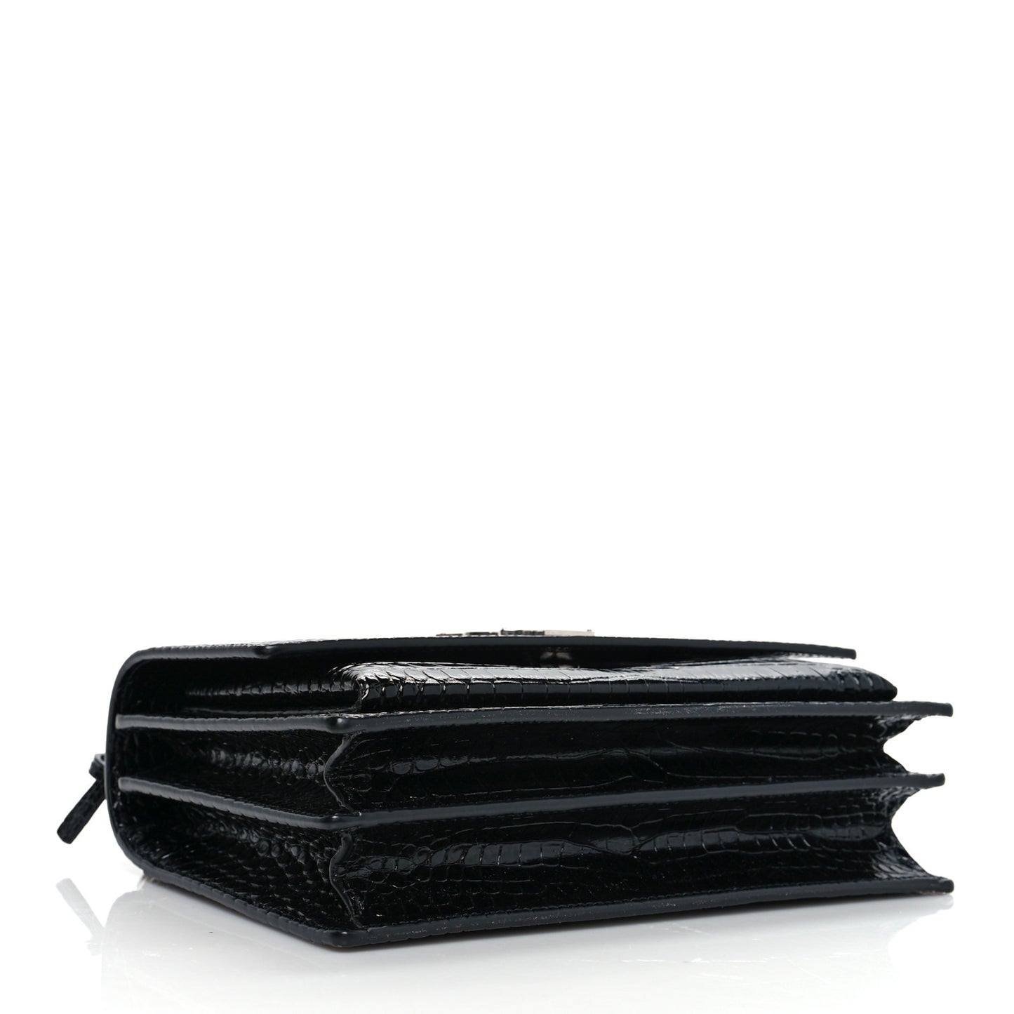 Calfskin Crocodile Embossed Medium Monogram Sunset Black