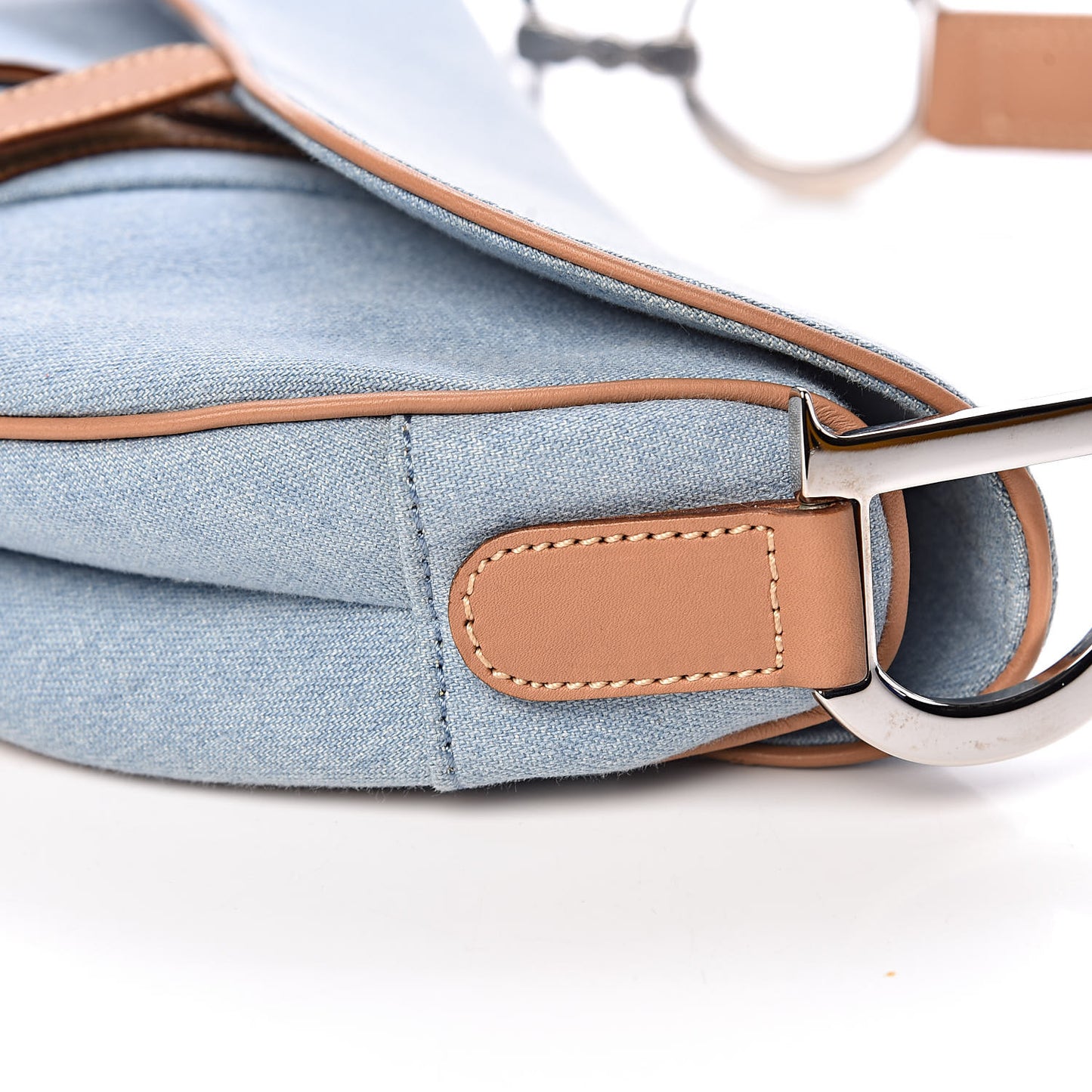 Denim Calfskin Saddle Bag Light Blue