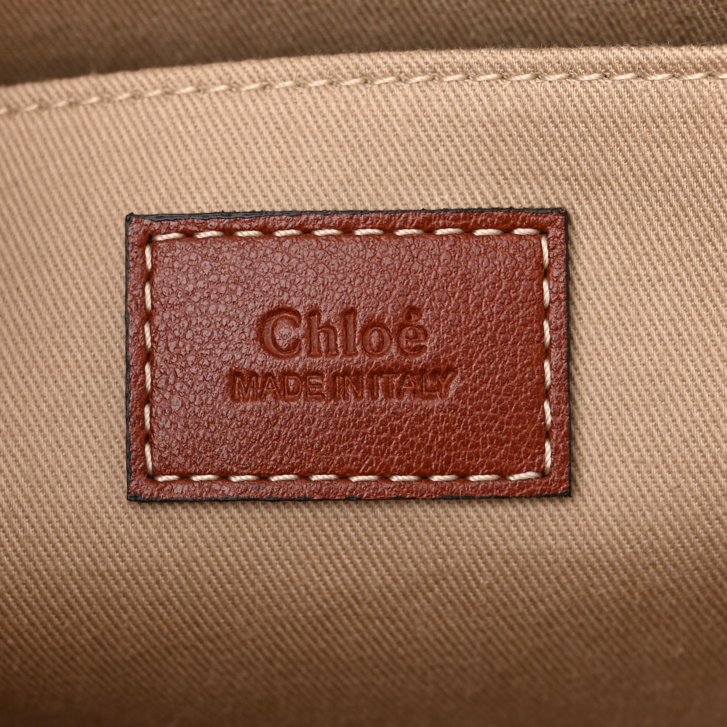 Calfskin Medium Woody Ribbon Tote Sepia Brown