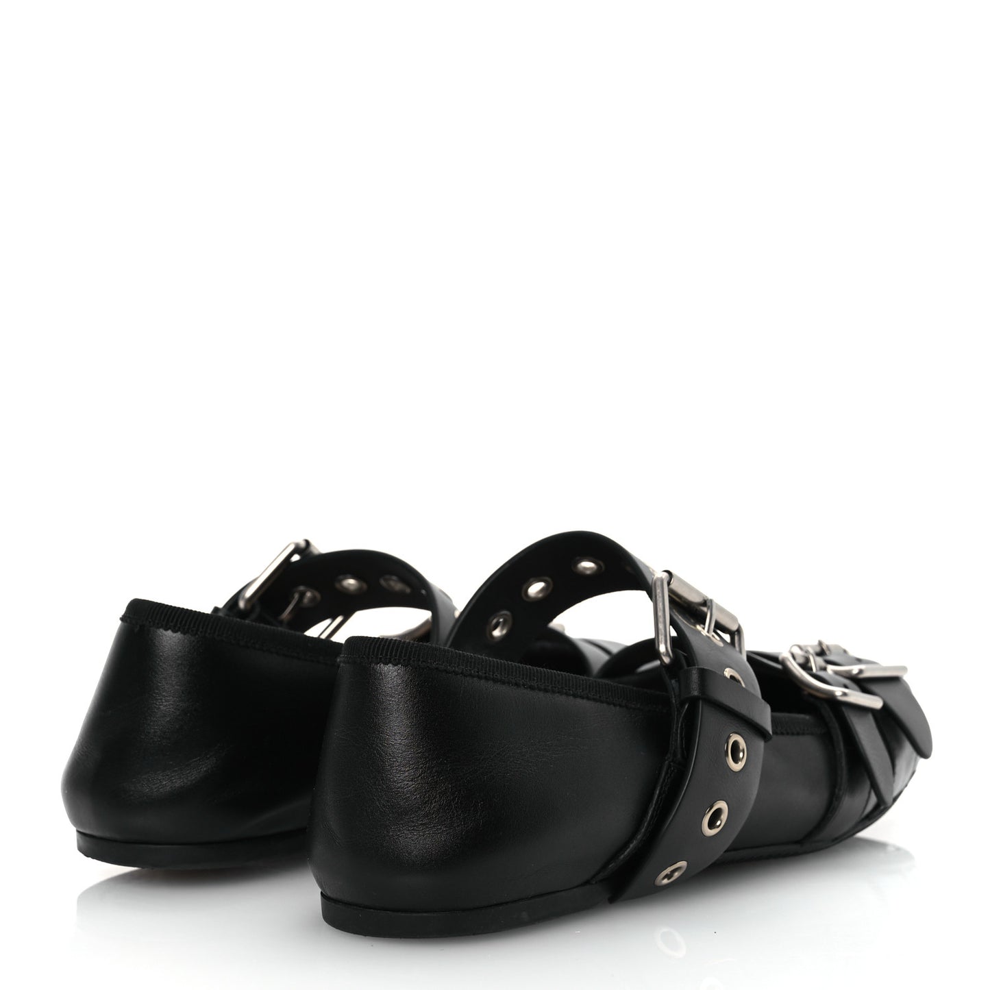 Calfskin Punk Ballet Flats 36 Black