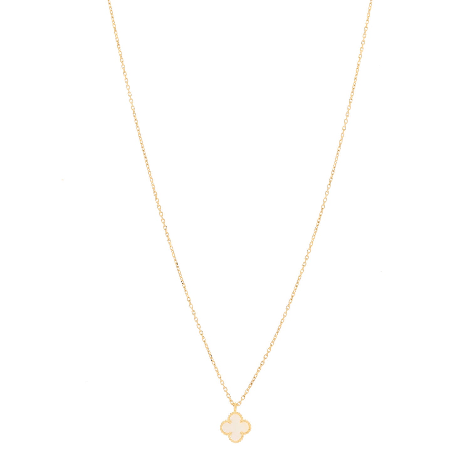 Van Cleef & Arpels 18K Yellow Gold Mother of Pearl Sweet Alhambra Pendant Necklace 1 of 4