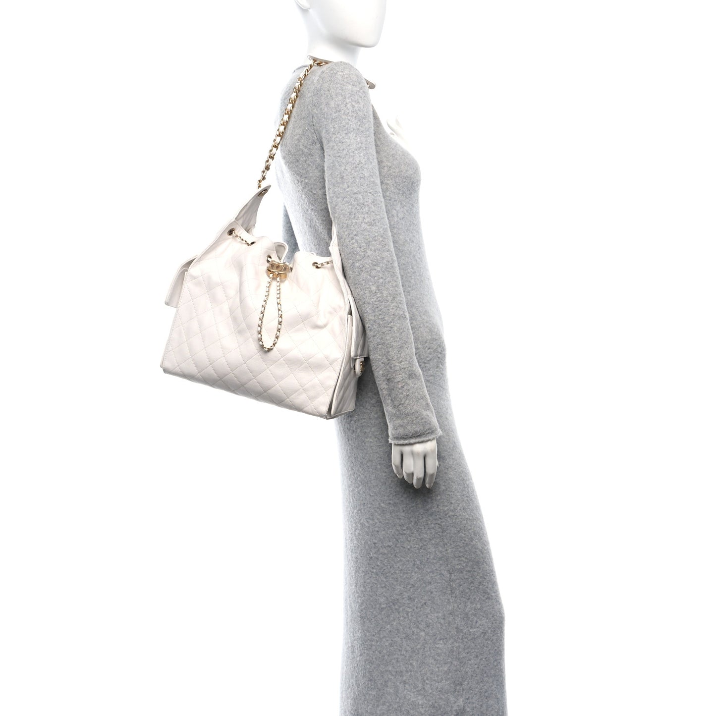 Caviar Quilted Medium Chanel 25 Handbag White