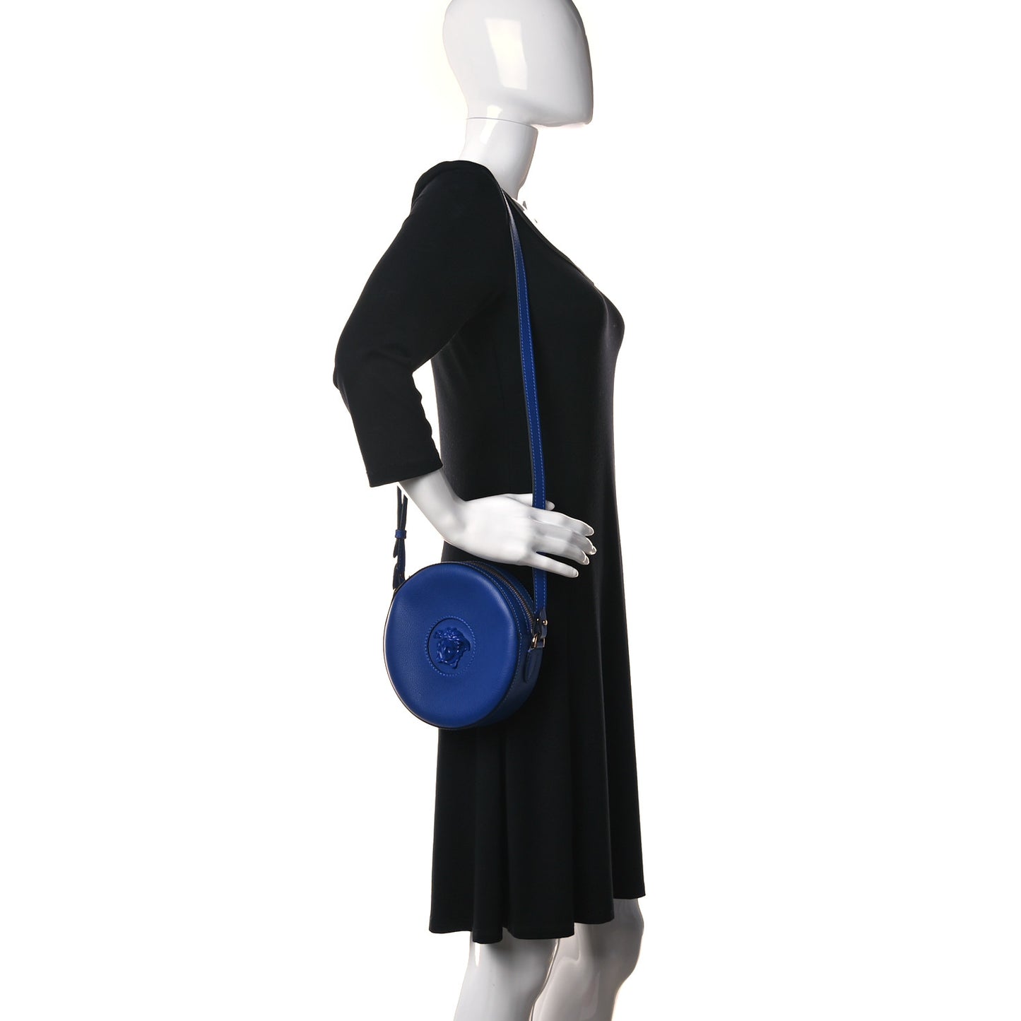 Calfskin La Medusa Round Camera Bag Blue