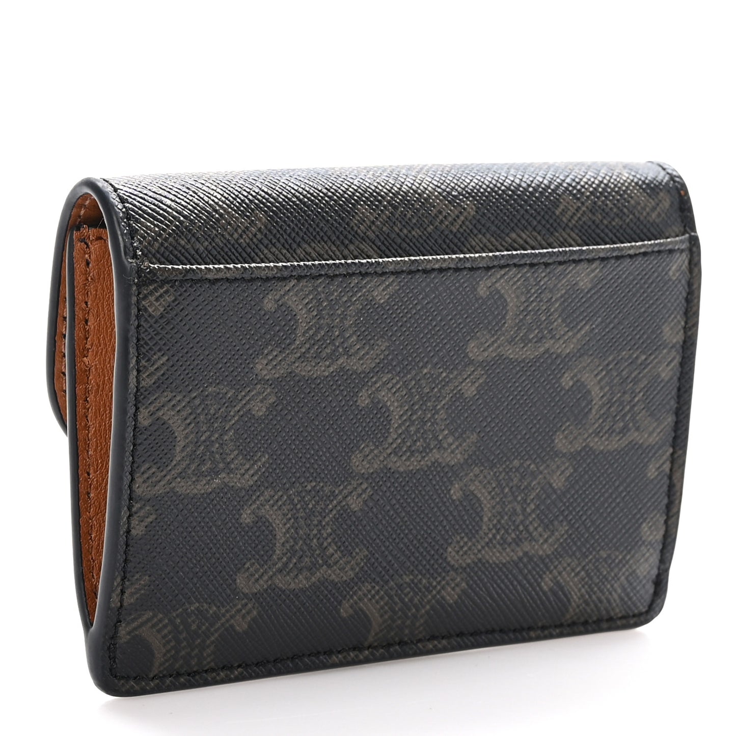 Triomphe Canvas Calfskin Flap Card Holder Tan