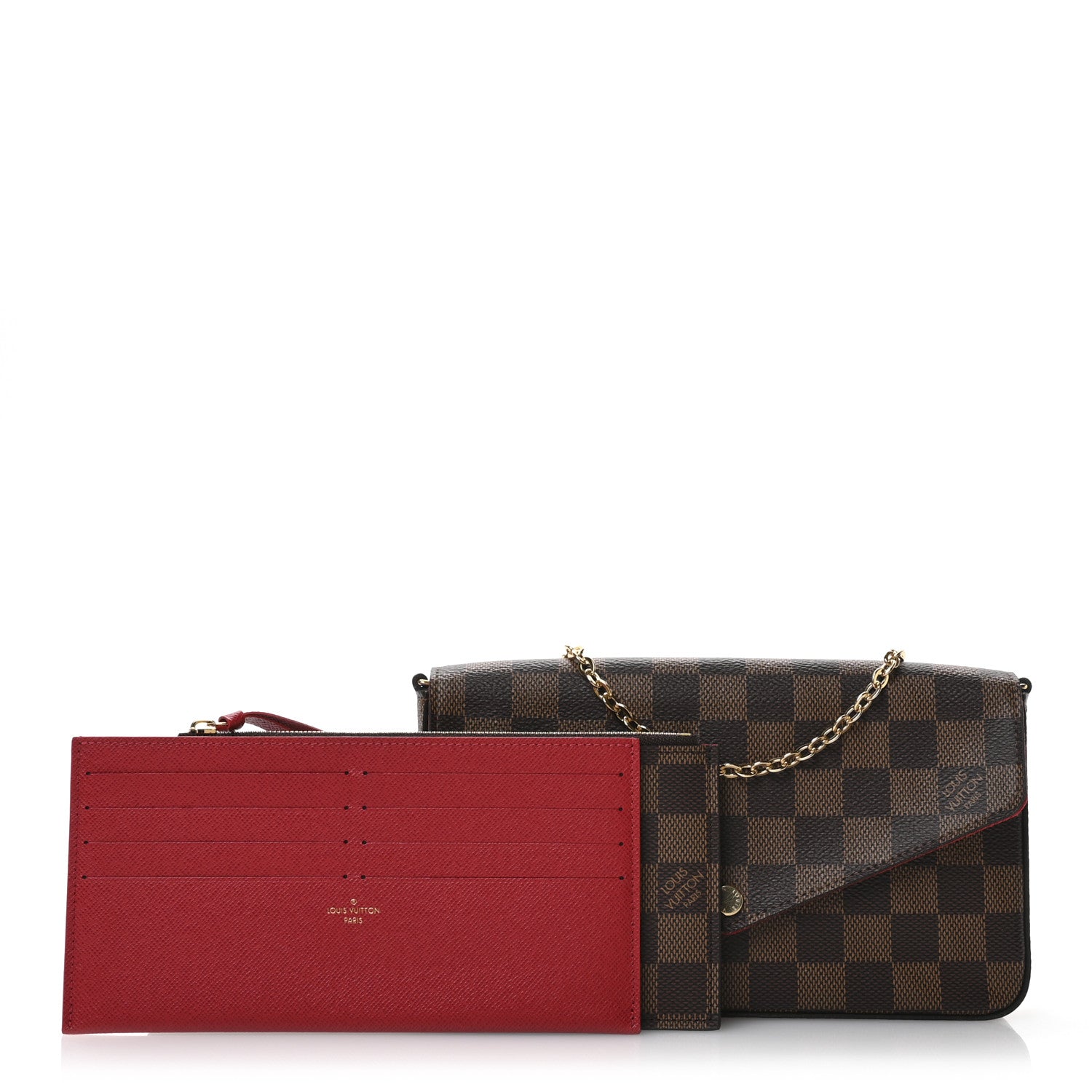 Louis Vuitton Damier Ebene Pochette Felicie Chain Wallet 3 of 10