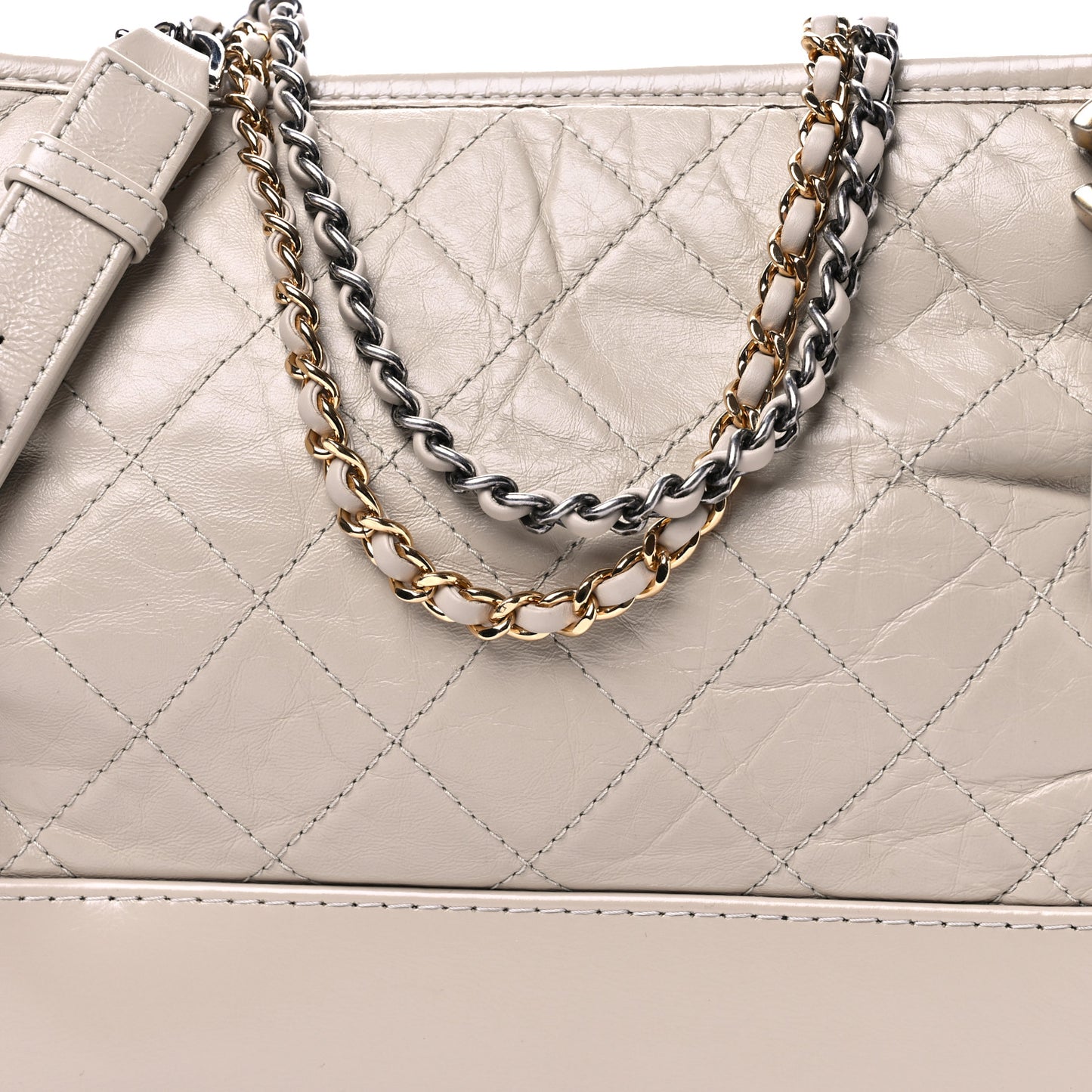 Aged Calfskin Quilted Medium Gabrielle Hobo Beige