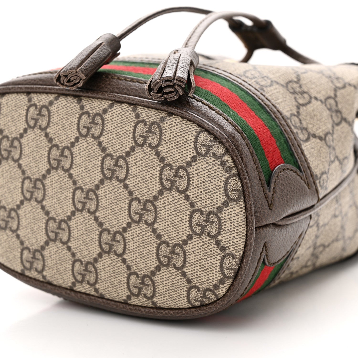 Gucci GG Supreme Monogram Web Mini Ophidia Bucket Bag Brown 10 of 10