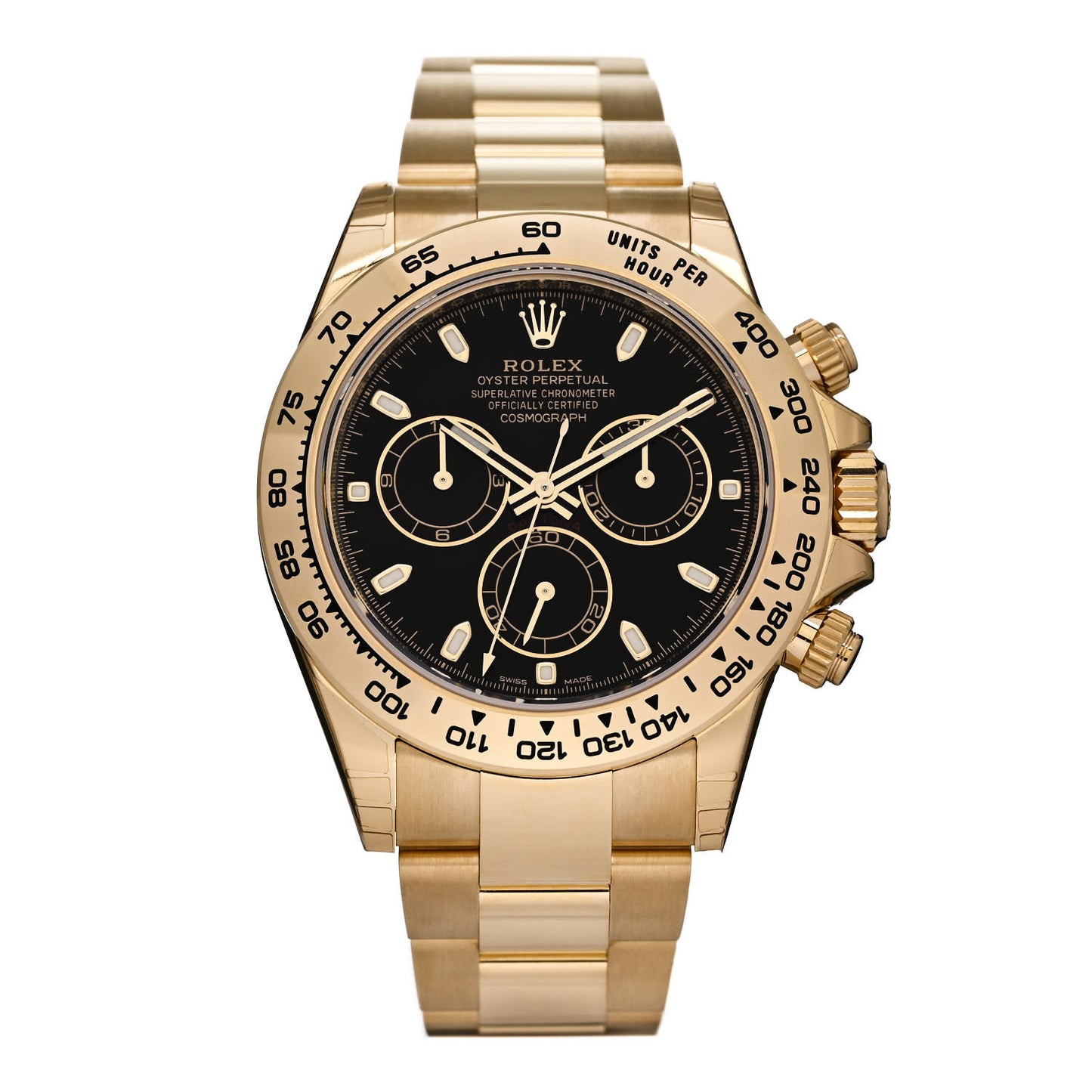 18K Yellow Gold 40mm Oyster Perpetual Cosmograph Daytona Watch Black 116508