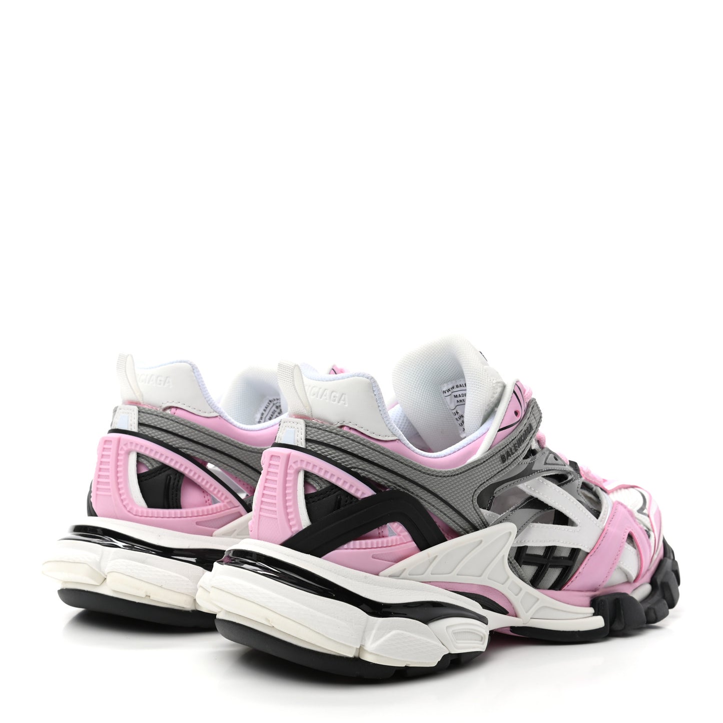 Rubber Mesh Tri-Color Womens Track.2 Open Sneakers 41 Pink Grey White