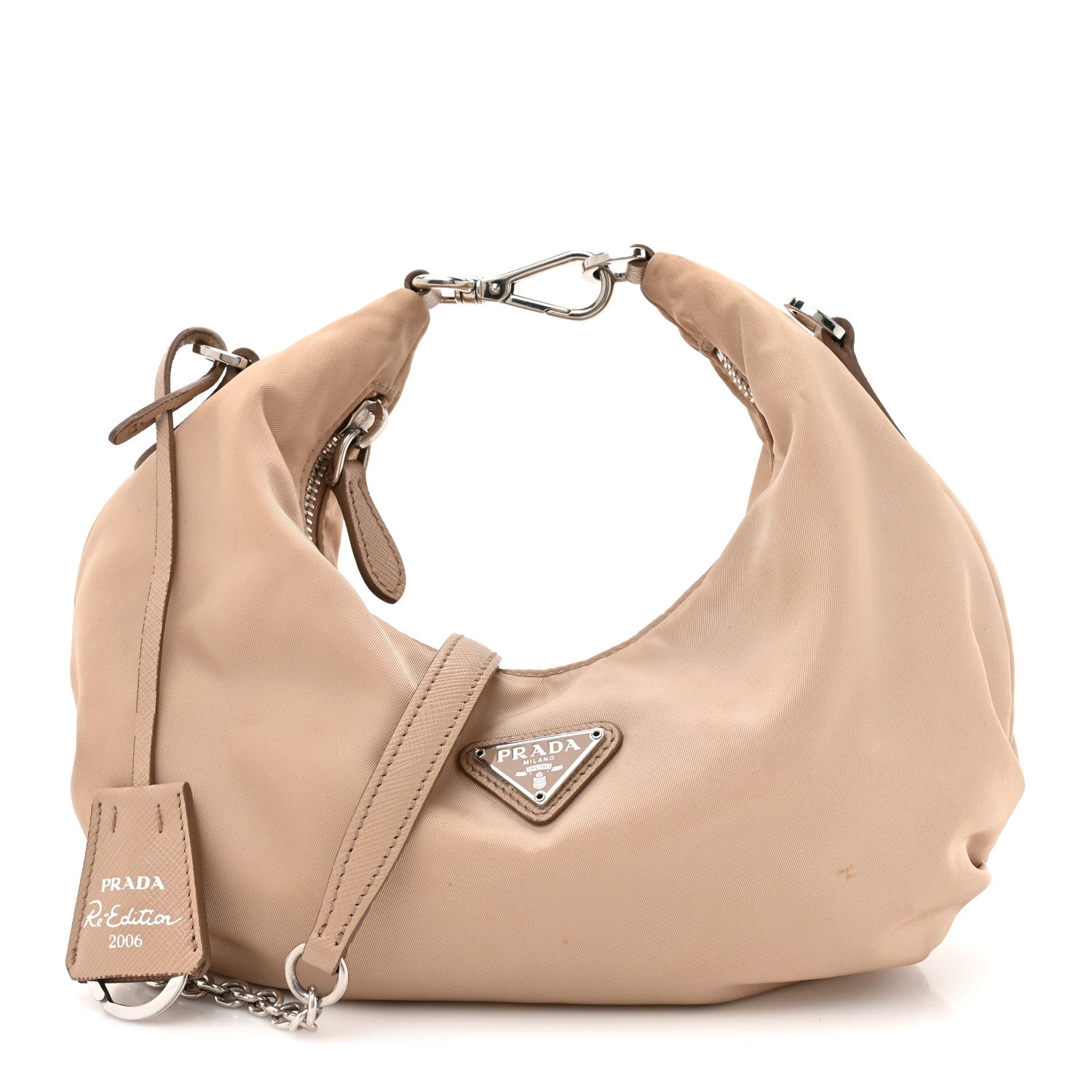 Prada Tessuto Nylon Saffiano Re-Edition 2006 Shoulder Bag Cammeo