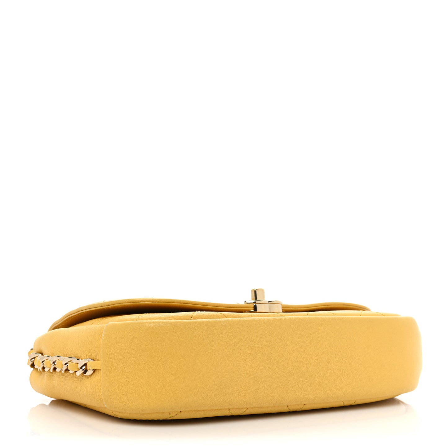 Goatskin Stitched Casual Trip Single Flap Yellow