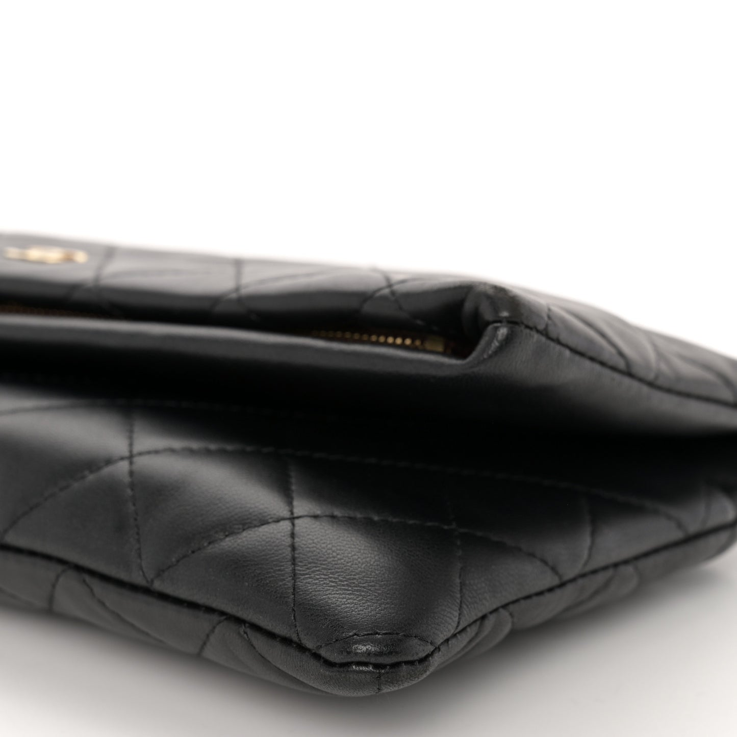 Lambskin Quilted CC Beauty Clutch Black