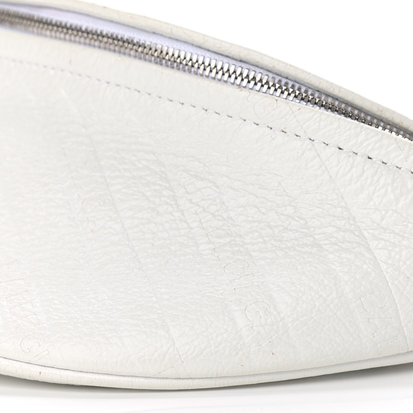 Shiny Goatskin Allover Logo Embossed XXS Souvenir Belt Bag White