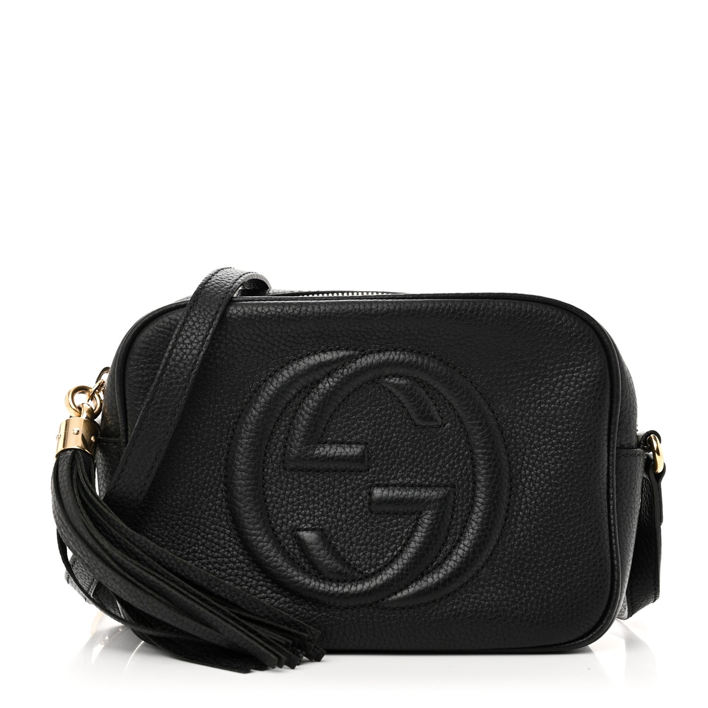Pebbled Calfskin Small Soho Disco Bag Black