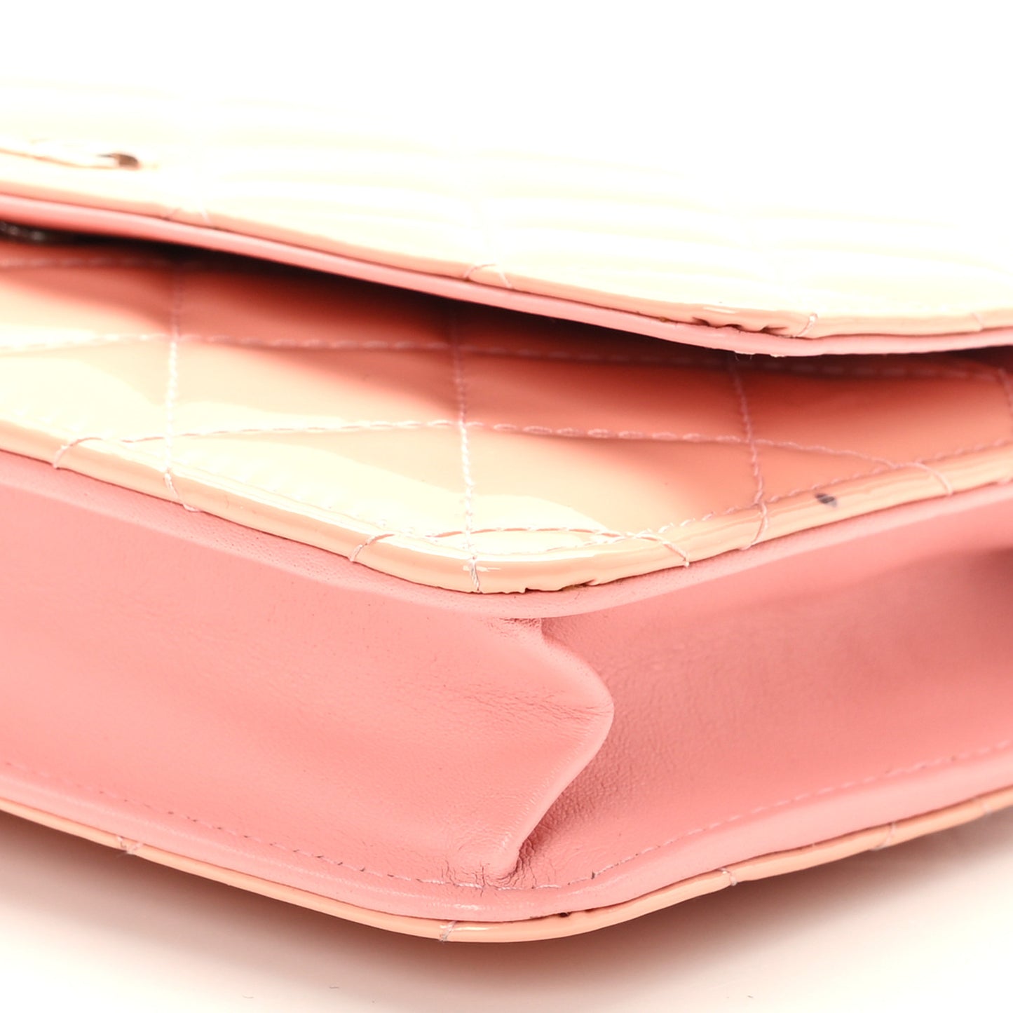 Patent Quilted Wallet On Chain WOC Coral