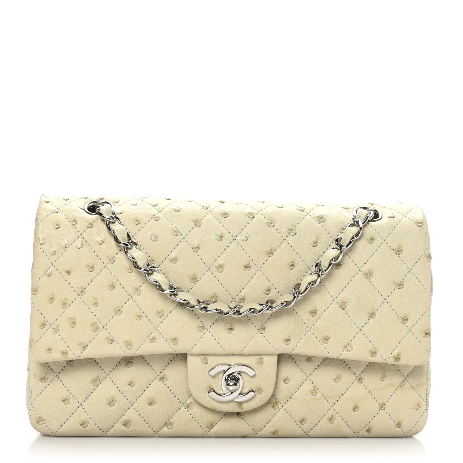 Chanel Ostrich Medium Double Flap Light Beige 1251819 – FASHIONPHILE