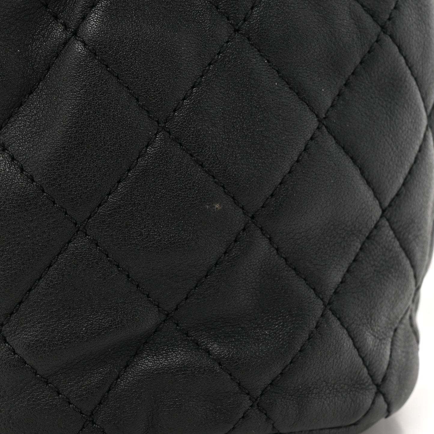 Calfskin Quilted Pearl Mini About Pearls Drawstring Bucket Bag Black