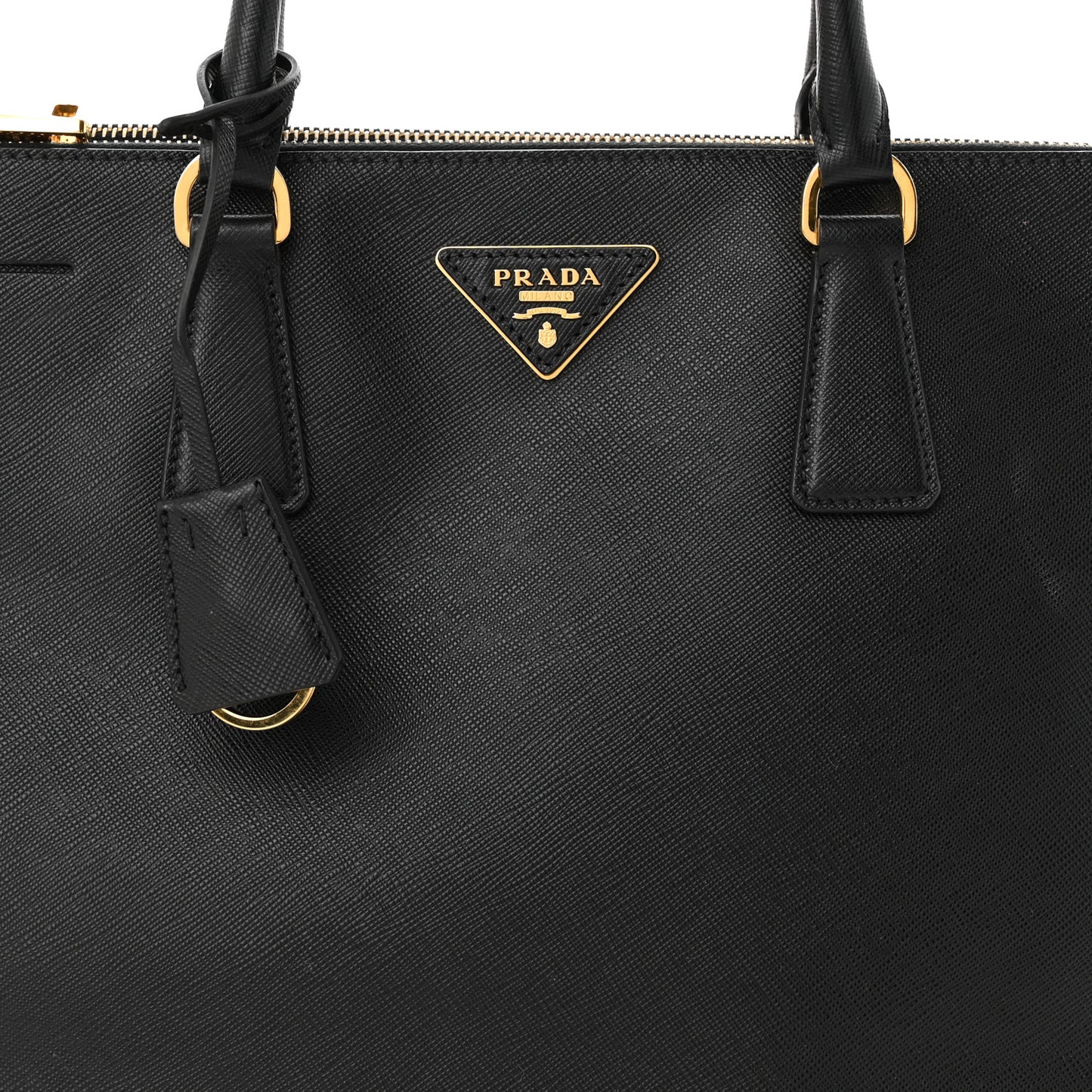 Saffiano Medium Galleria Double Zip Tote Black