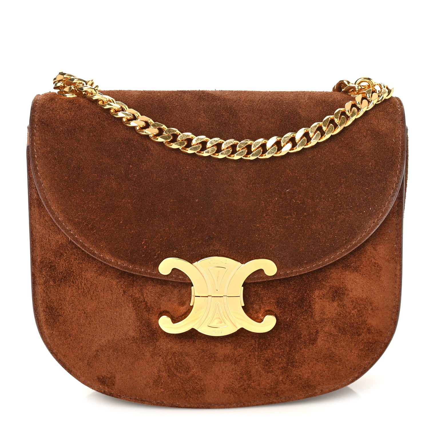 Celine Suede Teen Besace Clea Chain Triomphe Brown 1 of 8