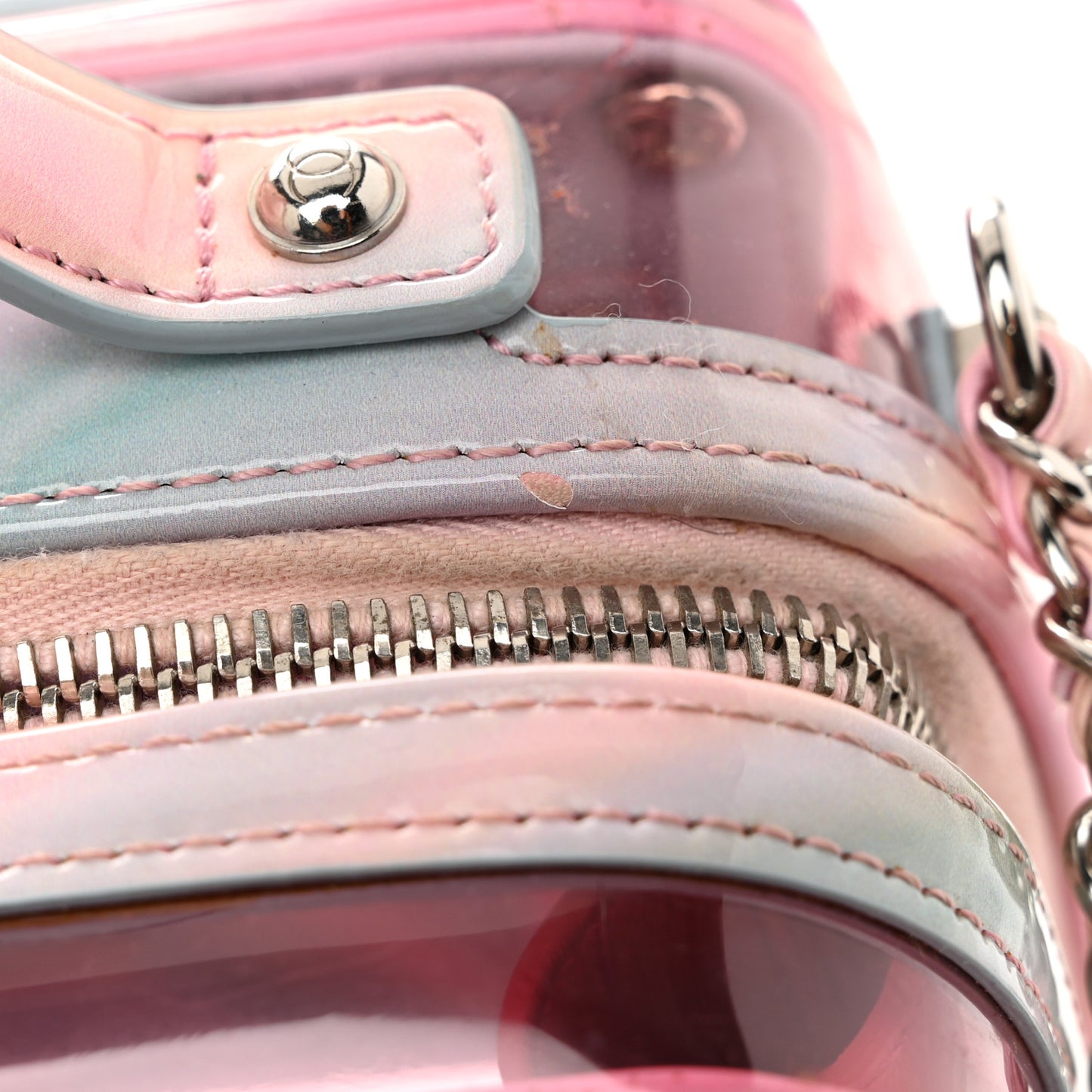 PVC Patent Calfskin Patent Lambskin Small CC Vanity Case Pink