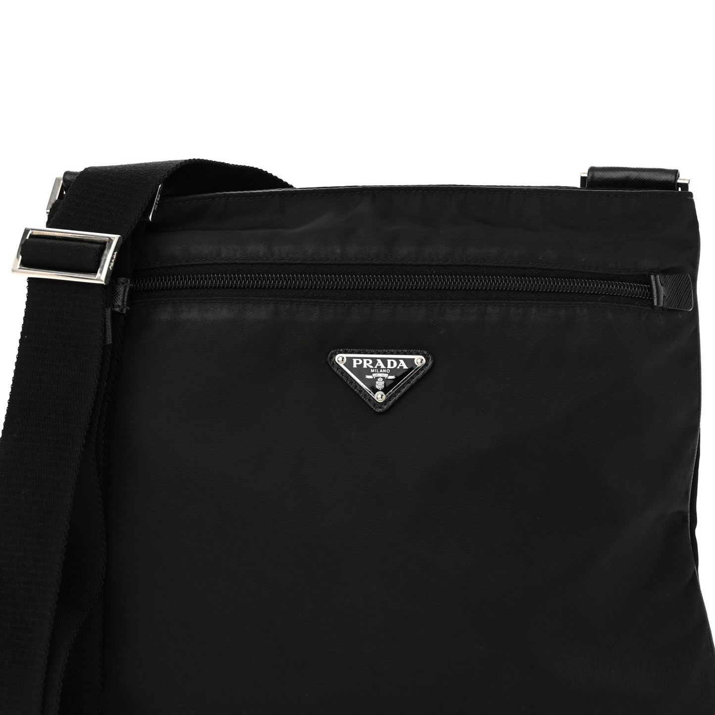 Nylon Vela Flat Messenger Bag Black