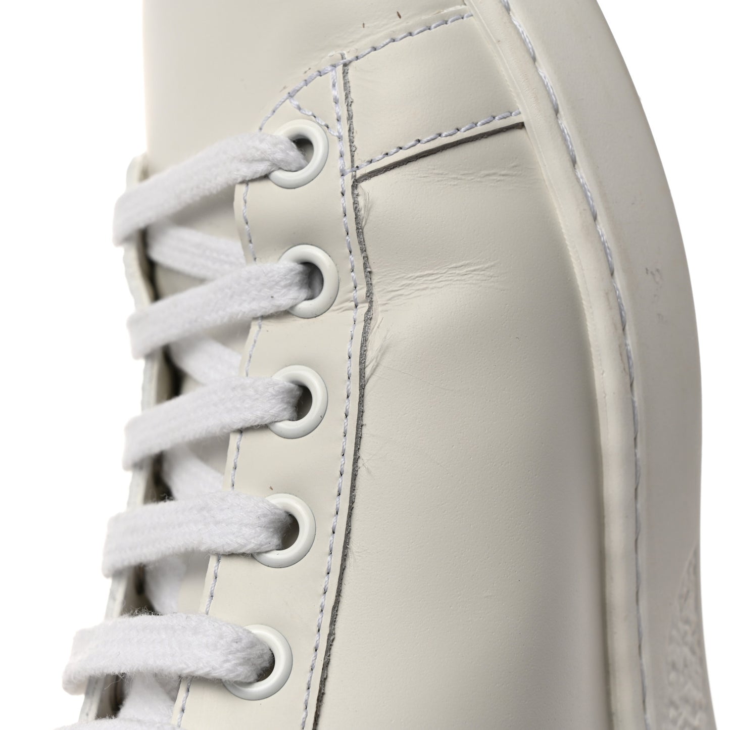 Calfskin Interlocking G Perforated Womens Ace Sneakers 37.5 White Grey Sky
