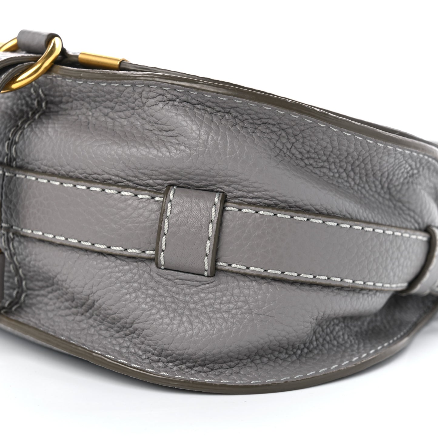 Grained Calfskin Small Marcie Saddle Bag Cashmere Grey