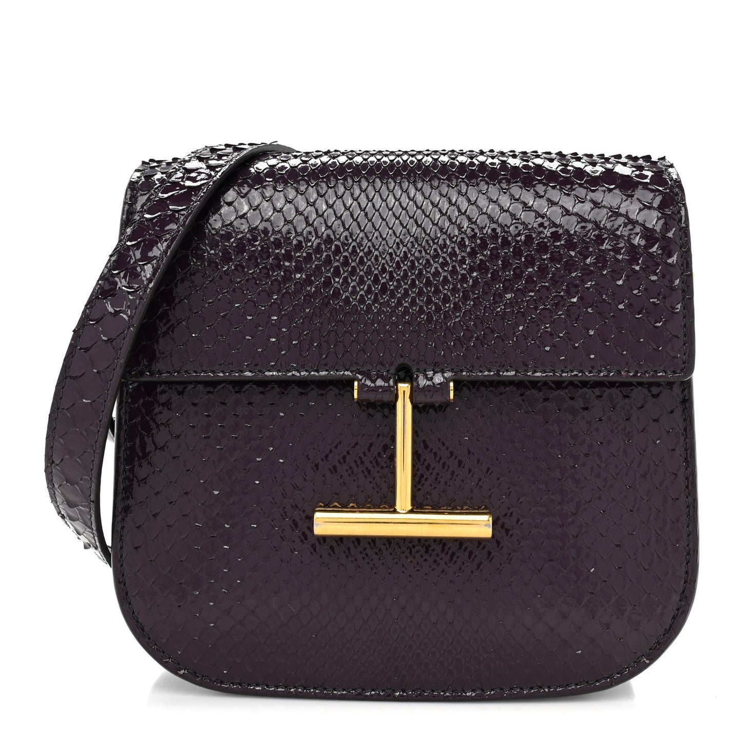 Snakeskin Small T Clasp Tara Crossbody Bag Burgundy