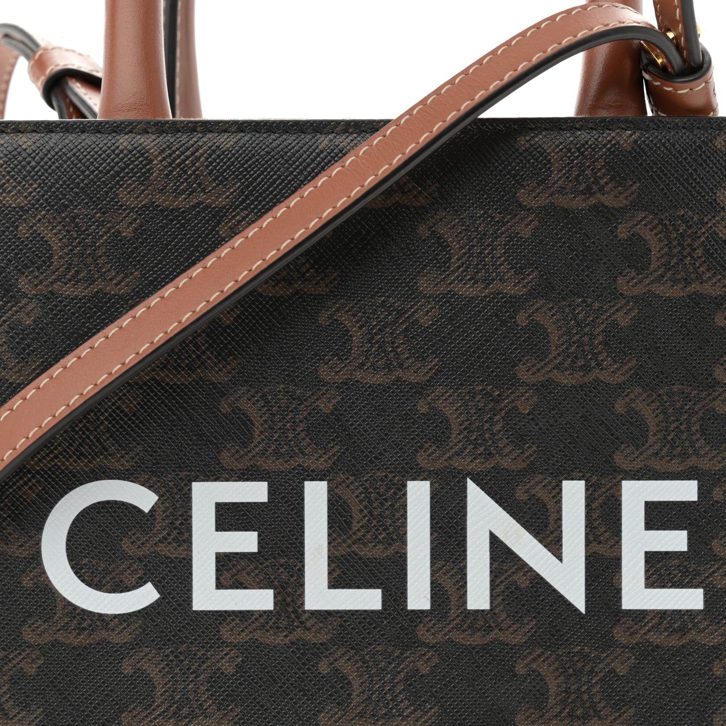 Triomphe Canvas Calfskin Mini Vertical Cabas Tan