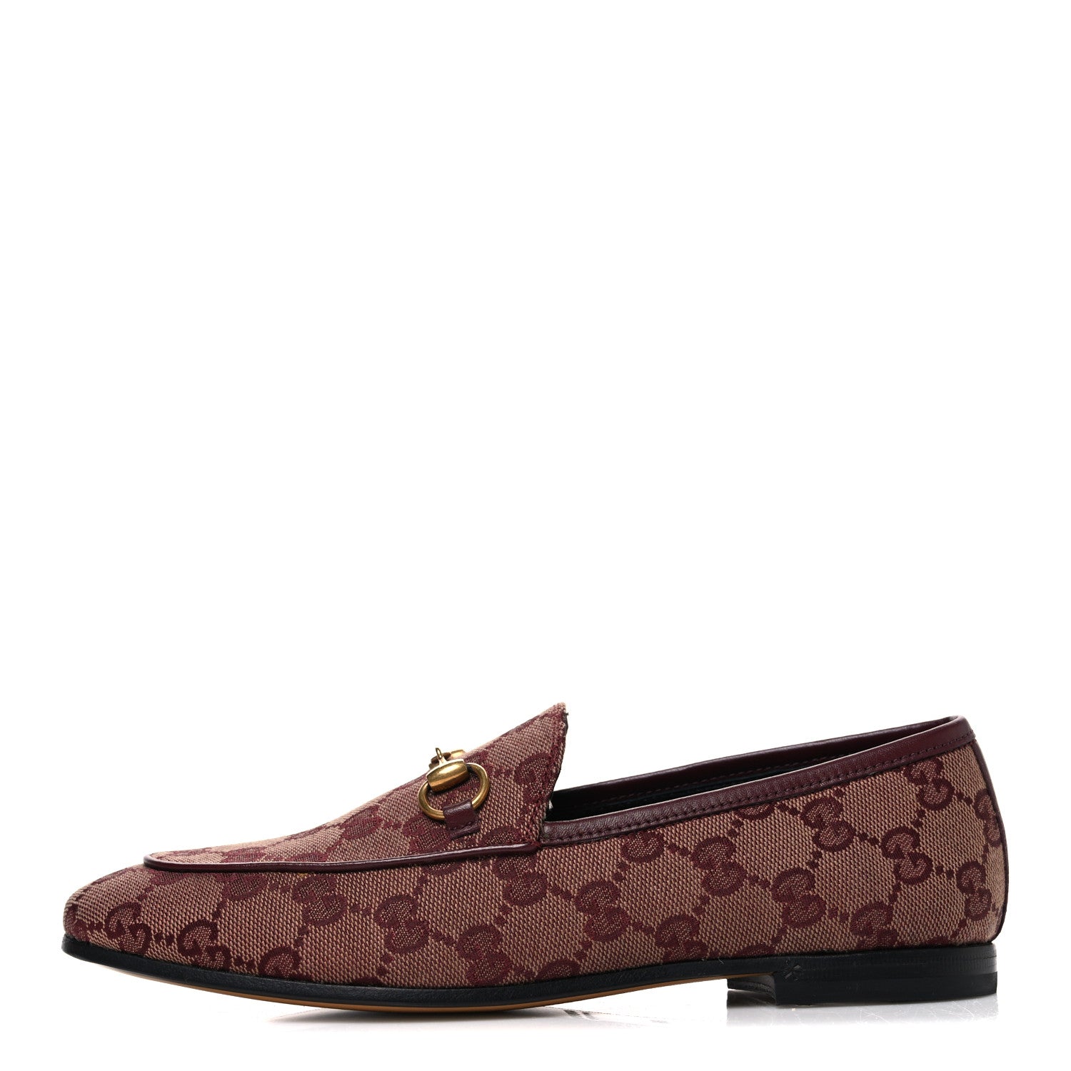 Gucci Canvas GG Monogram Horsebit Womens Jordaan Loafers 36 Sahara