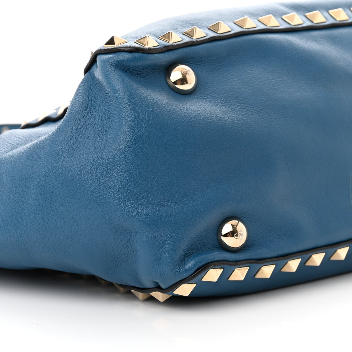 Vitello Small Rockstud Tote Blue Delft