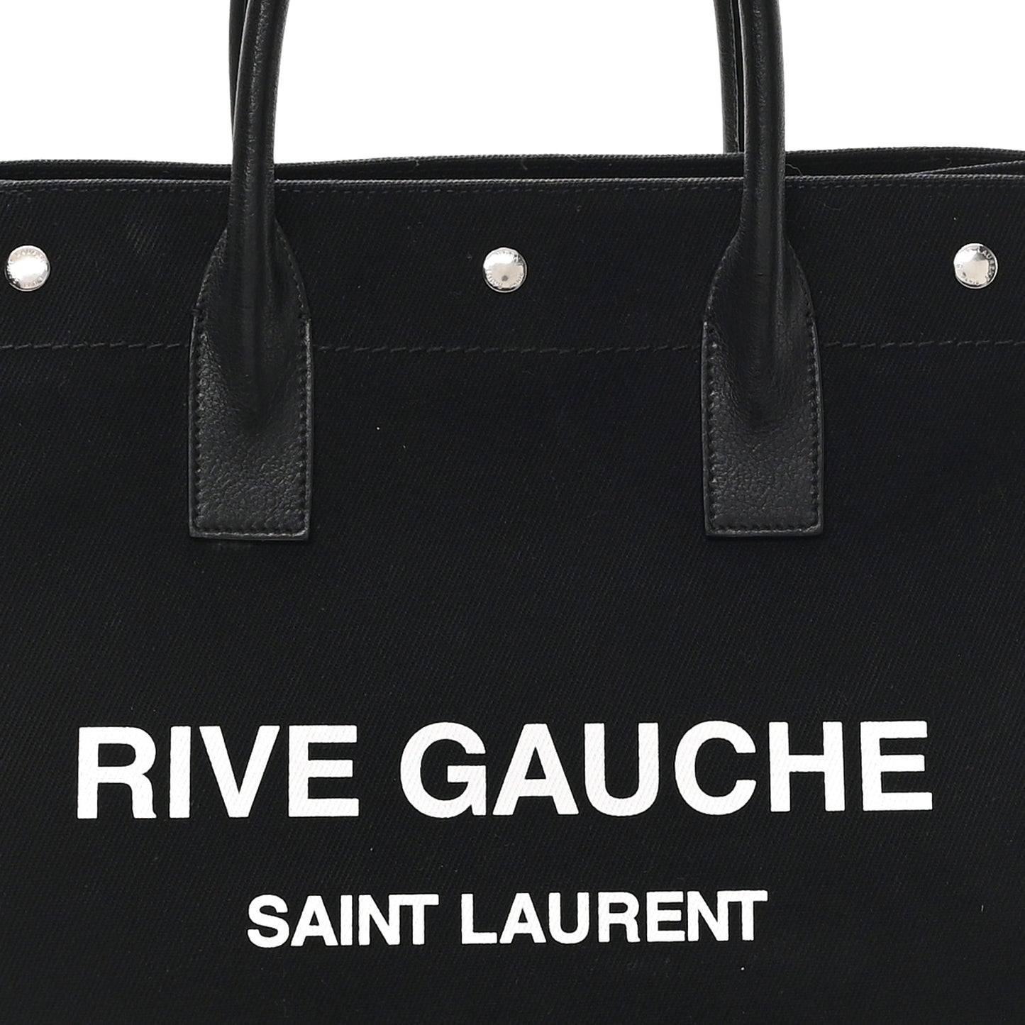 Linen Calfskin Rive Gauche North South Tote Black