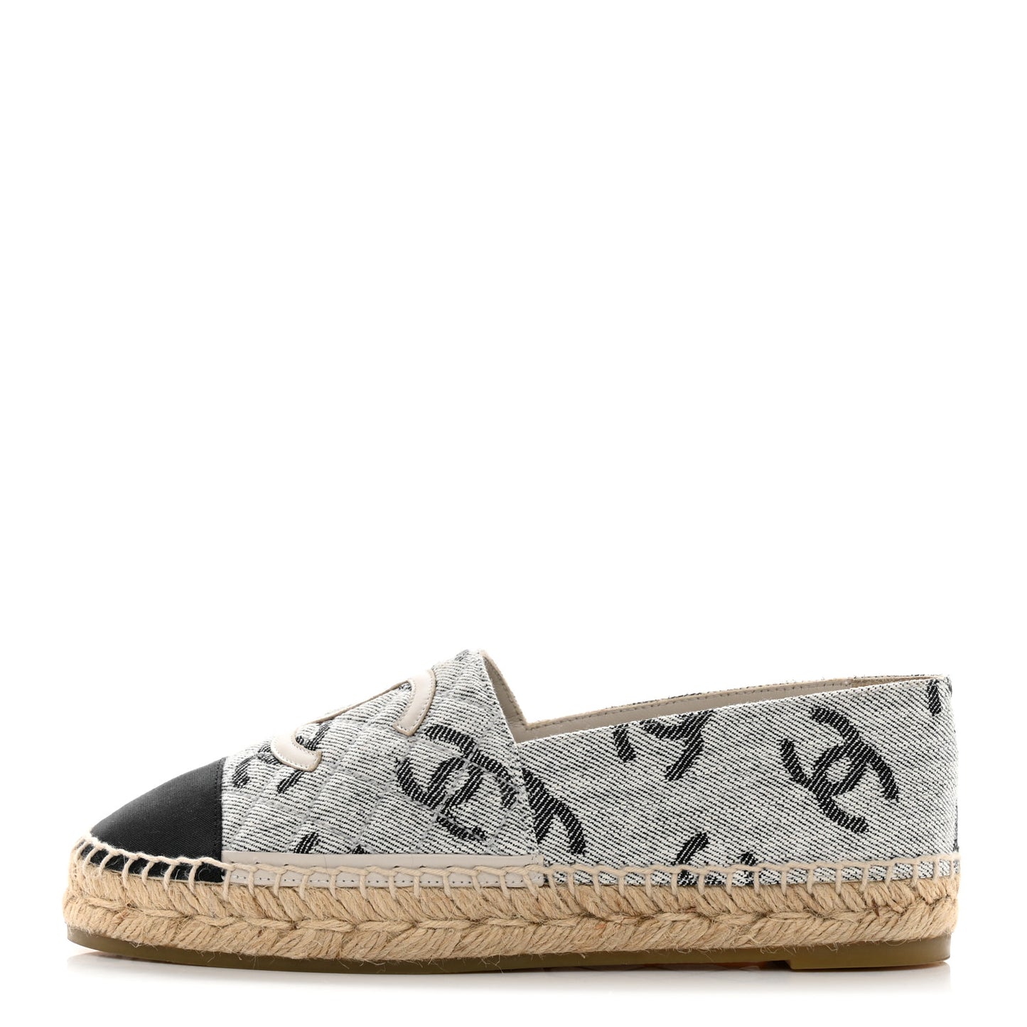 Cotton Jacquard Grosgrain CC Print Espadrilles 38 Grey Black