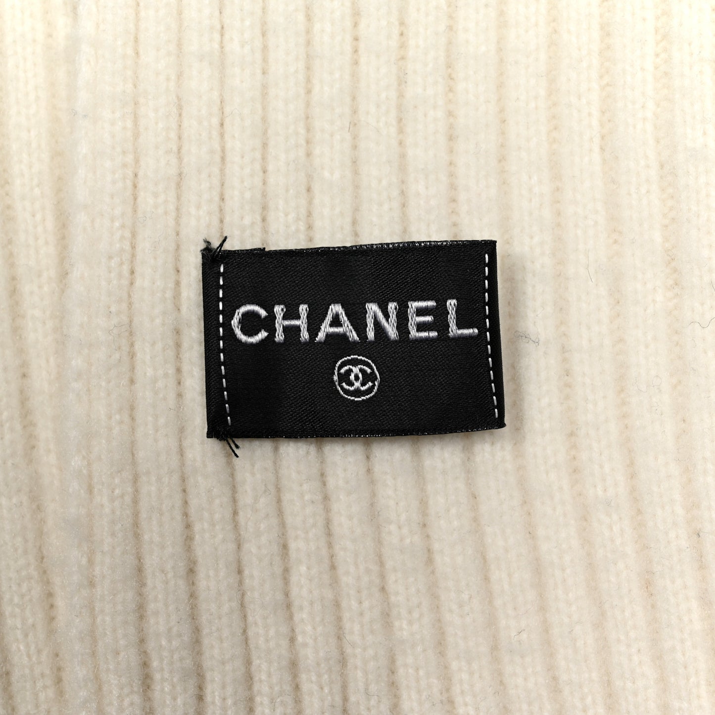 Cashmere Logo Scarf White Black