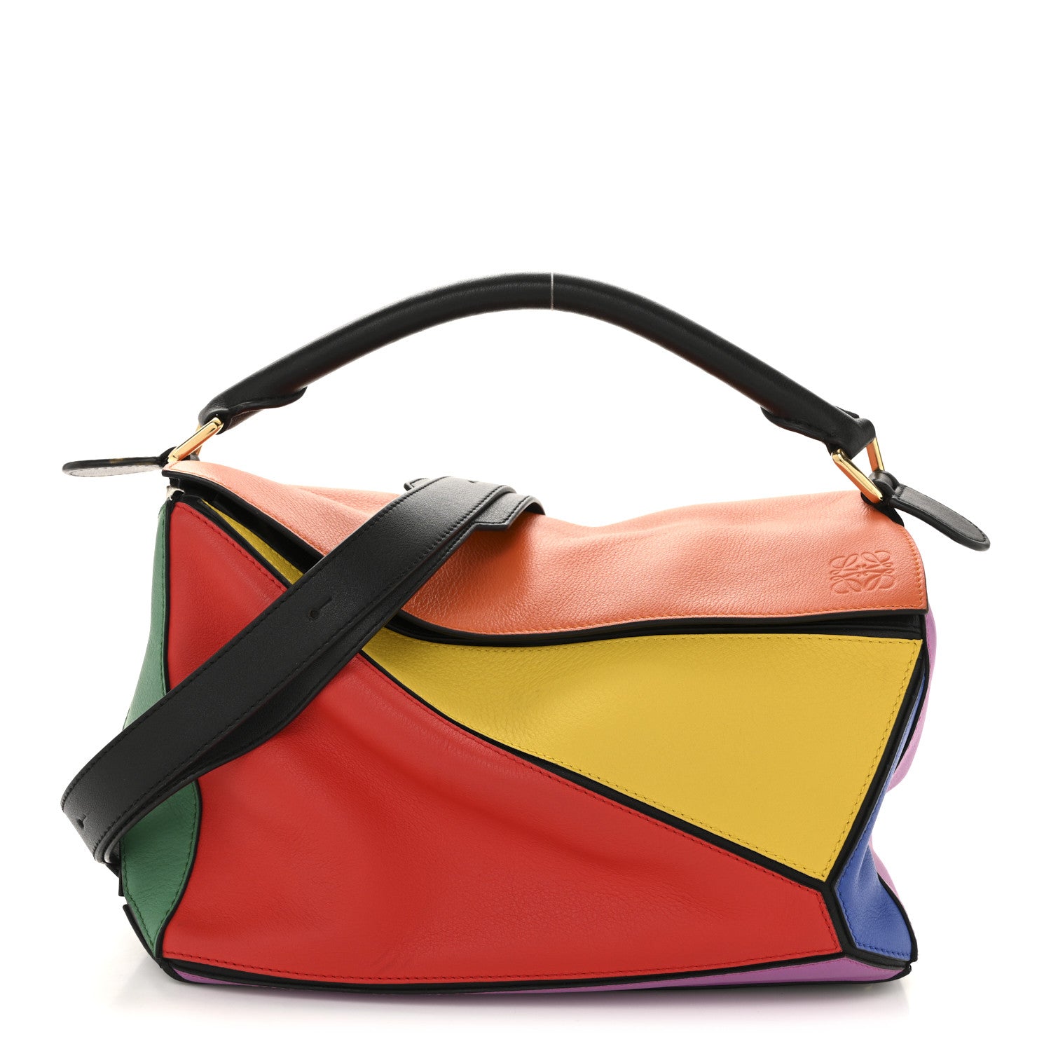 はなこ Loewe Calfskin Medium Puzzle Bag Multicolor Black 1802426